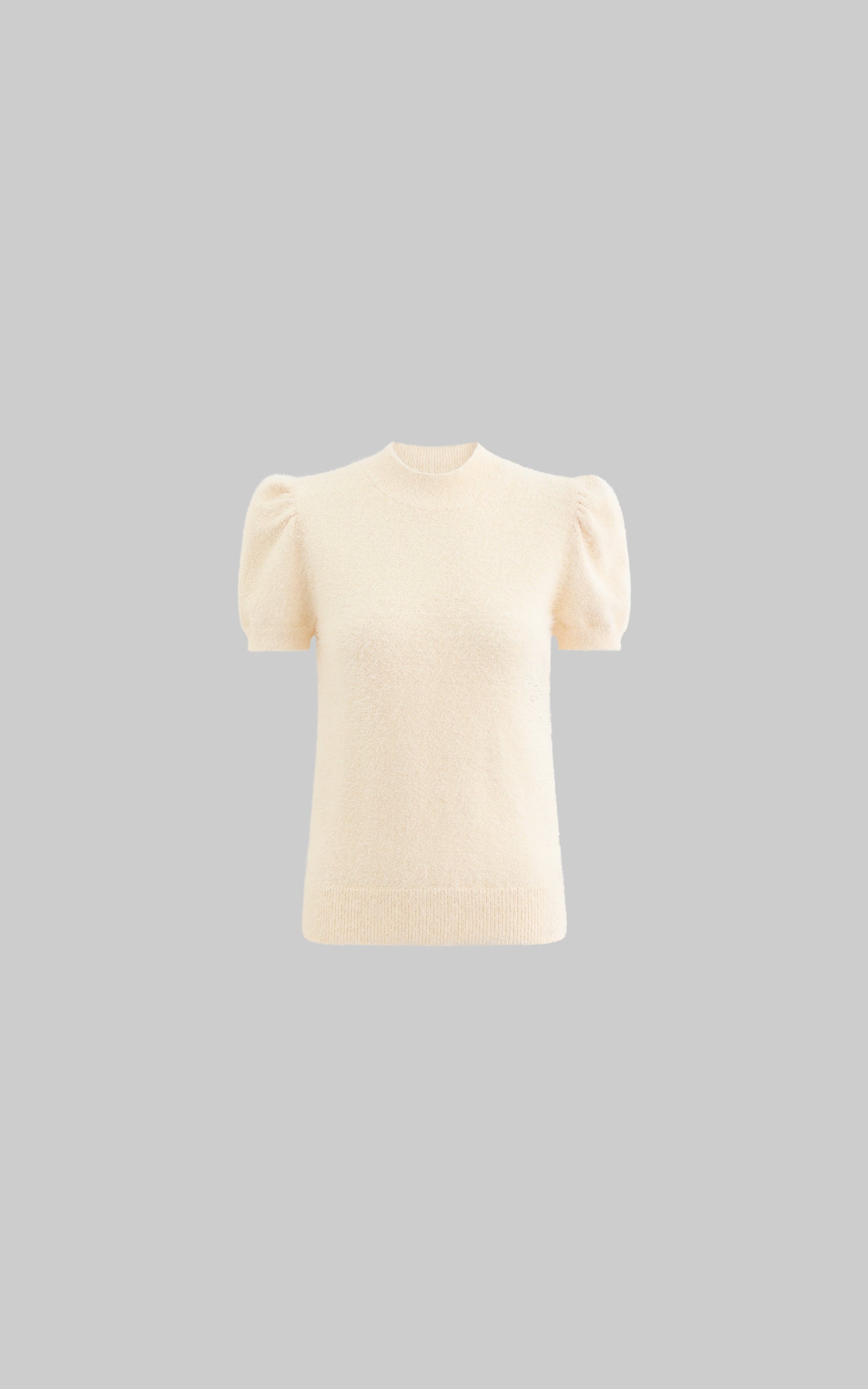 Rase le sol High Neck Knit Short Sleeve T-shirt - PINKPARKS