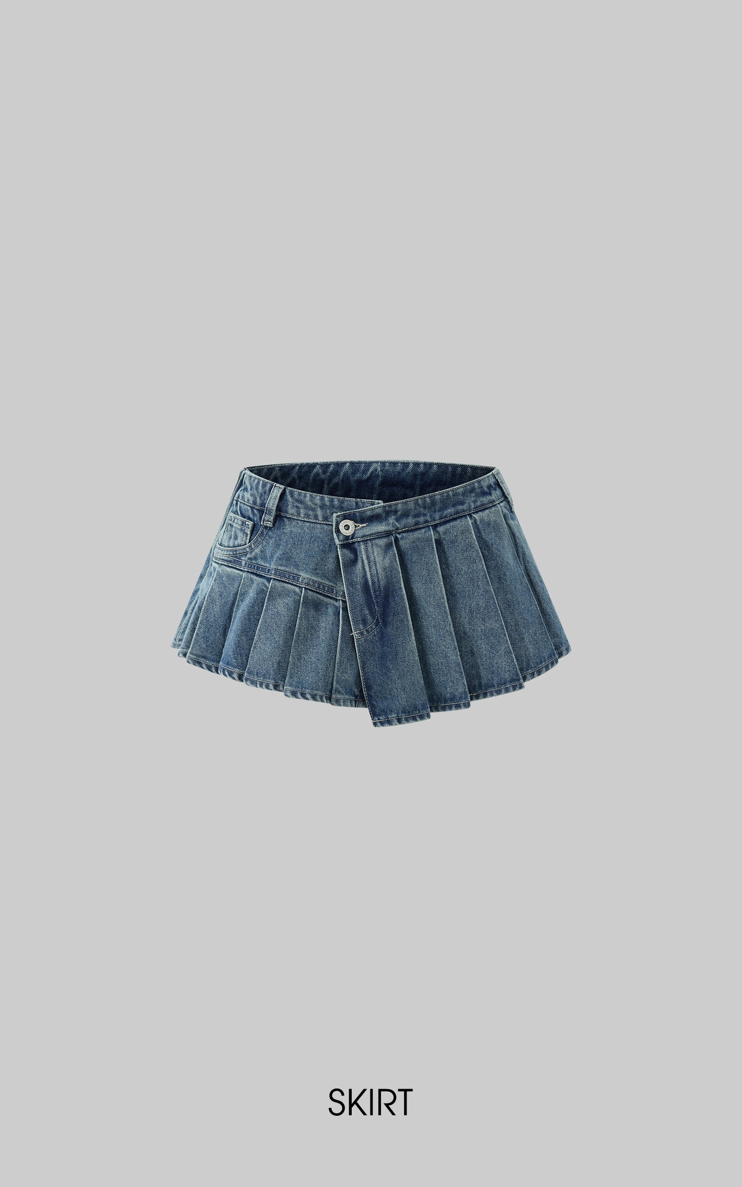 WARDEN EDGE Pleated Ultra Mini Denim Skirt - PINKPARKS