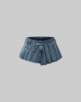WARDEN EDGE Pleated Ultra Mini Denim Skirt - PINKPARKS