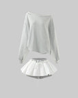 WARDEN EDGE Layered Mini Skirt with Contrast Drawstring Waist and Sporty Cotton Shorts