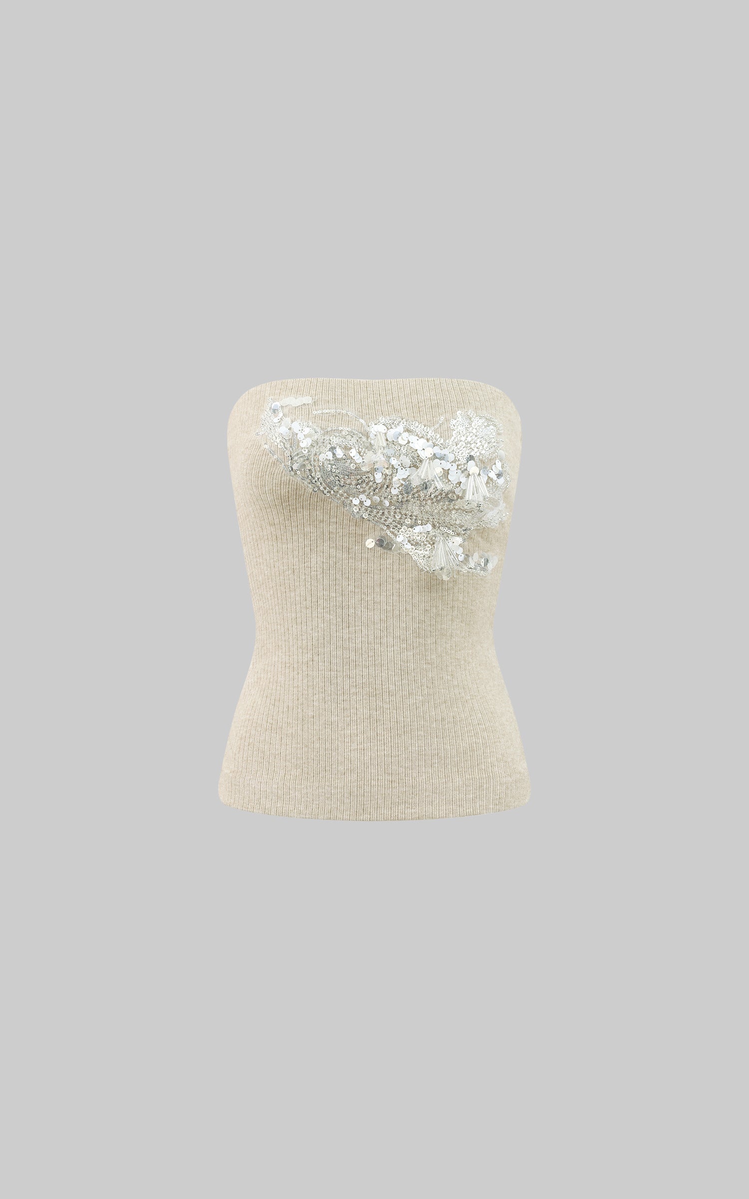 ROVENTE Embellished Strapless Knit Top - PINKPARKS