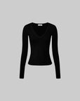 IAMXIAA Deep V Long Sleeve Slim Top