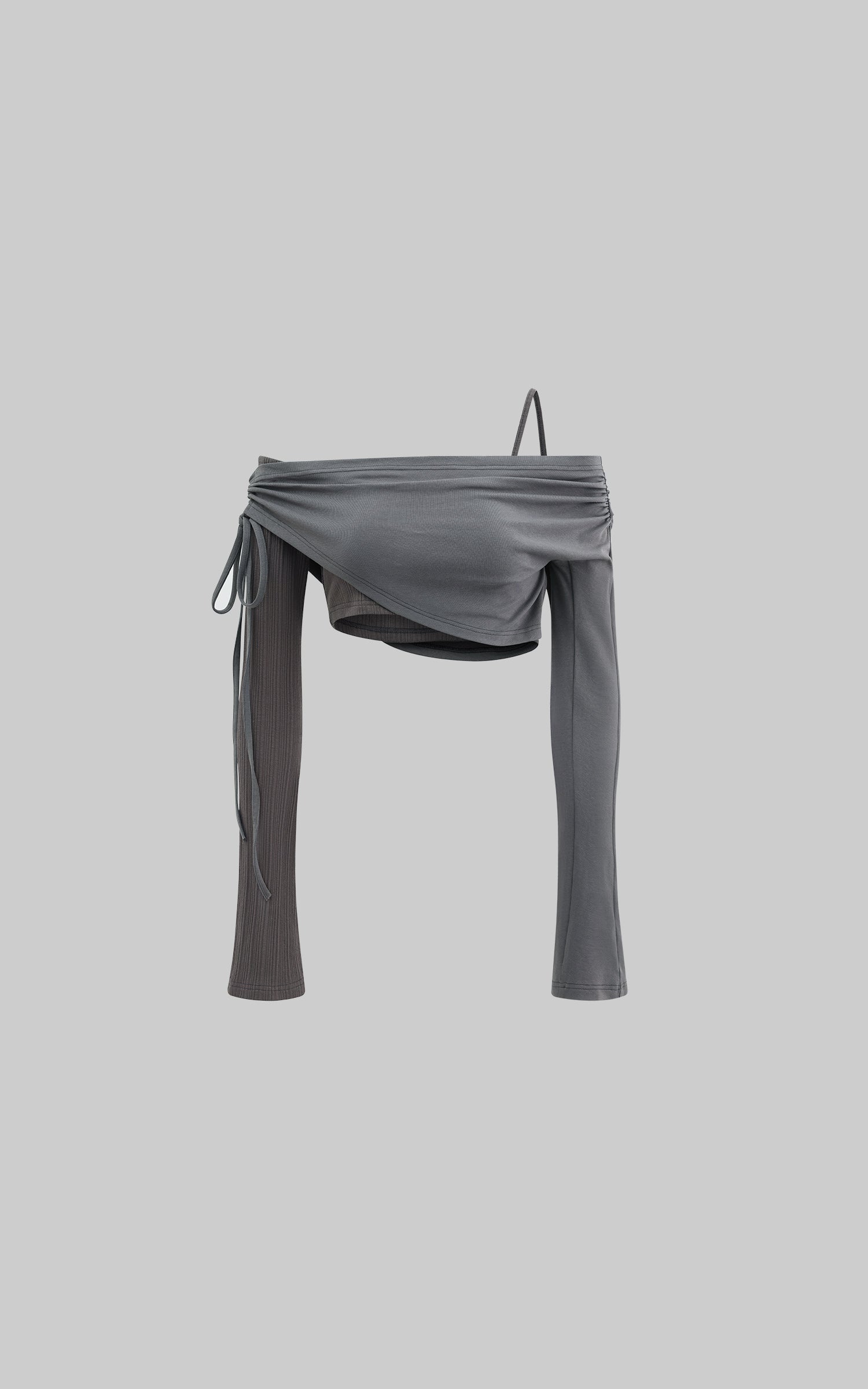 Rase le sol Off-Shoulder Paneled Long Sleeve Top - PINKPARKS