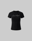 ROVENTE Black Fitted Baby Tee in Stretch Cotton - PINKPARKS
