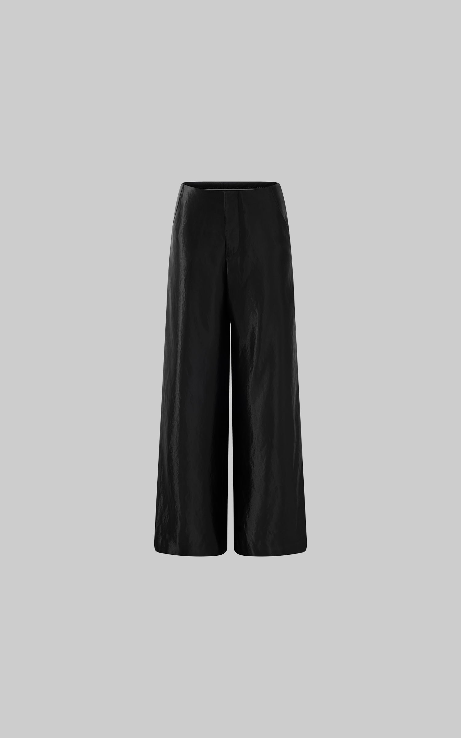 ROVENTE Glossed Satin Wide-Leg Pants with Tailored Silhouette - PINKPARKS