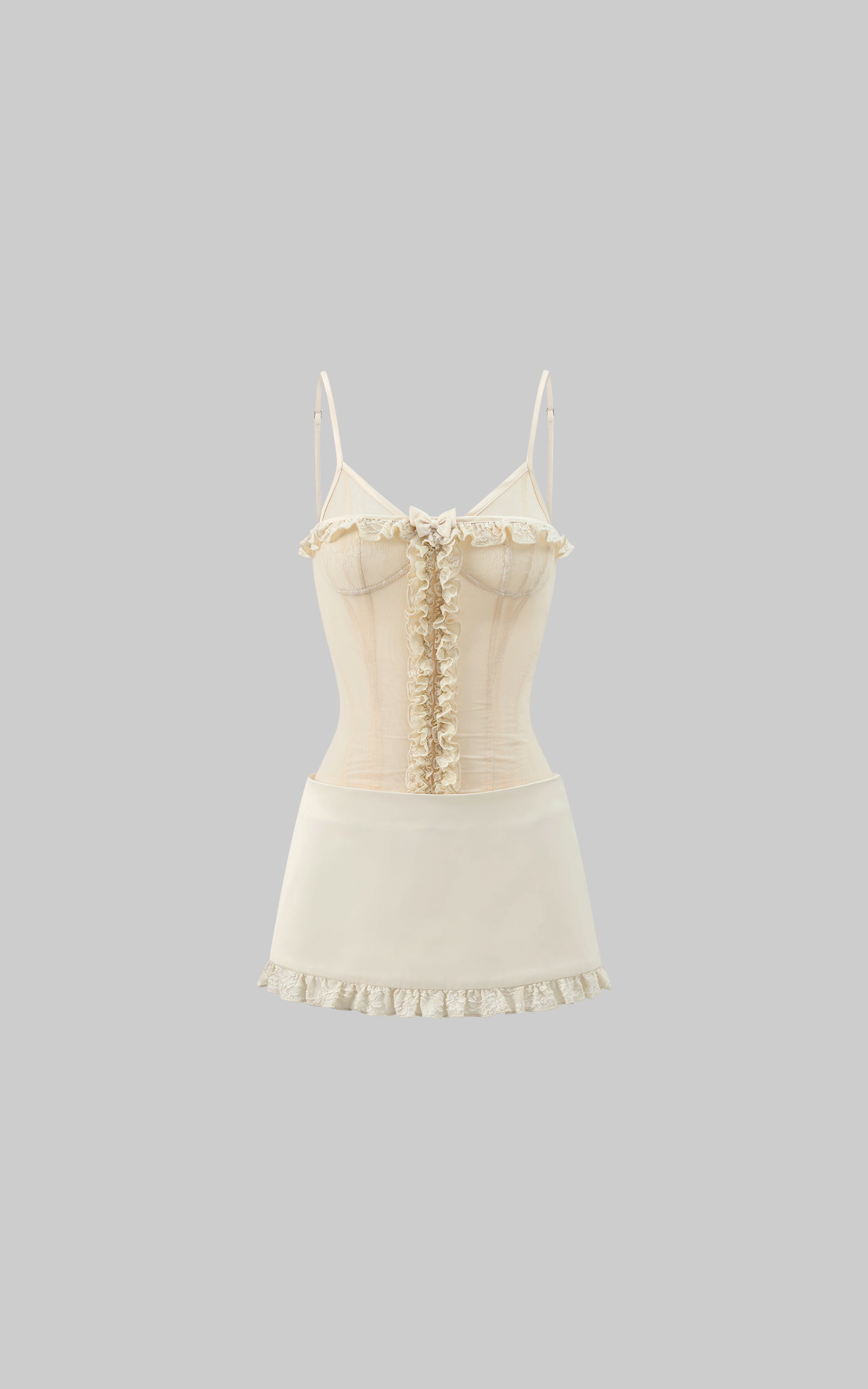 Rase le sol Lace Trim Slip Dress - PINKPARKS