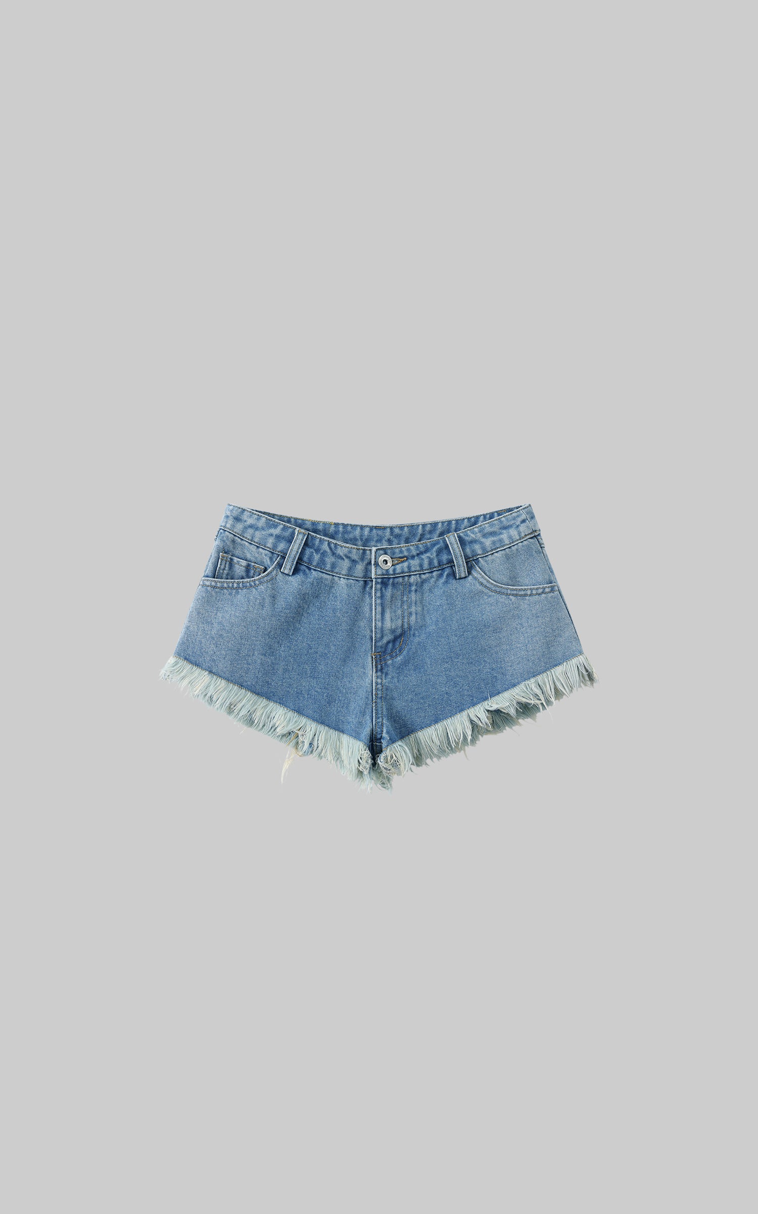 WARDEN EDGE Raw Hem V-Cut Denim Shorts - PINKPARKS