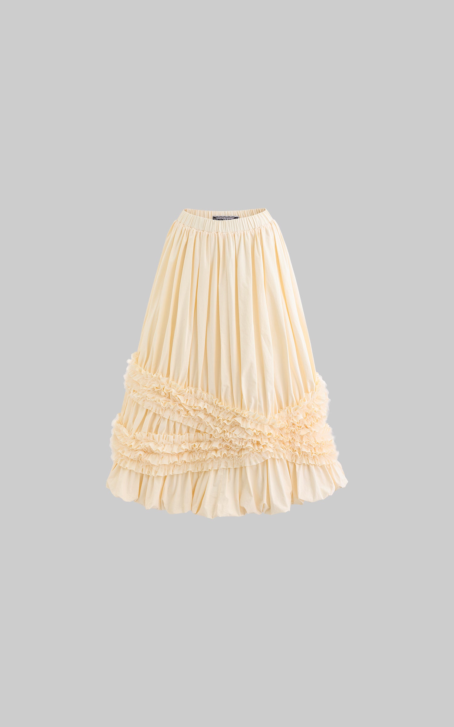 Rase le sol Lace-Tiered Puff Midi Skirt - PINKPARKS