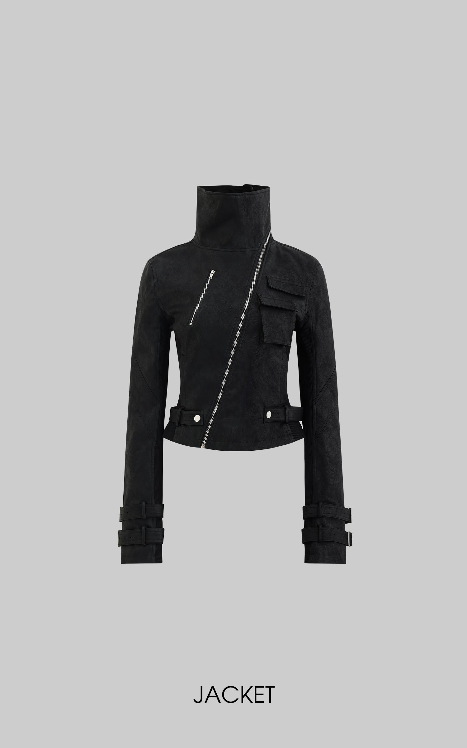 Rase le sol Fitted Leather Jacket & Flared Pants Set - PINKPARKS