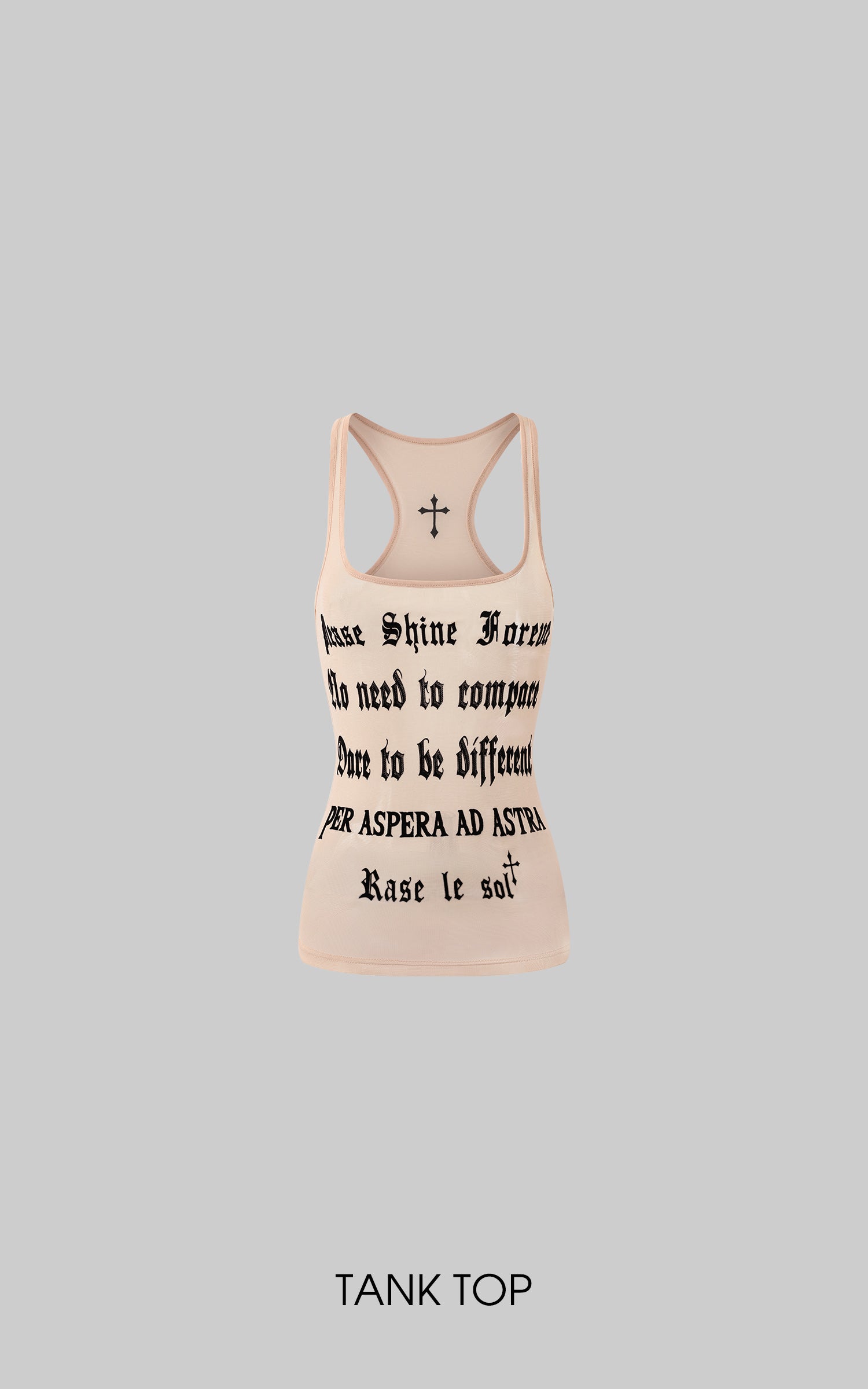 Rase le sol Lettering Mesh Tank Top & Bandeau Innerwear Set - PINKPARKS