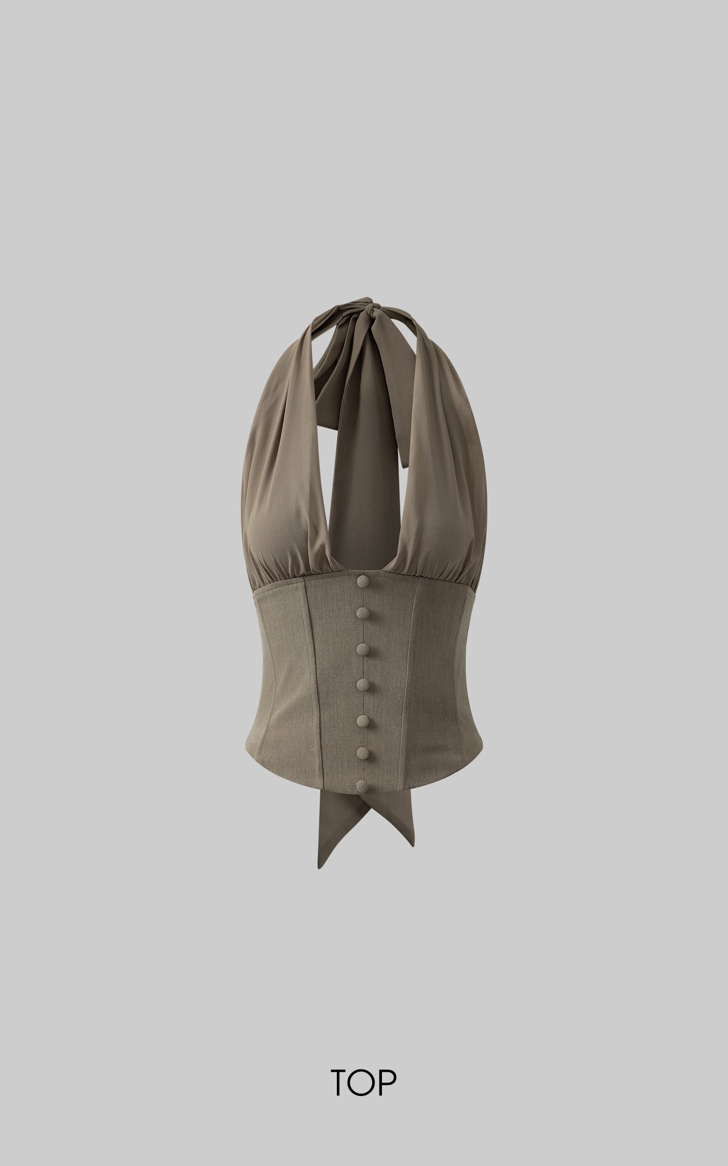 ROVENTE Rosette Trim Mini Skirt Set with Halter Corset Top - PINKPARKS