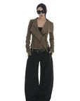 IAMXIAA Cropped Moto Jacket with Asymmetric Zip