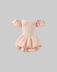 Rase le sol Puff Sleeve Corset Mini Dress - PINKPARKS