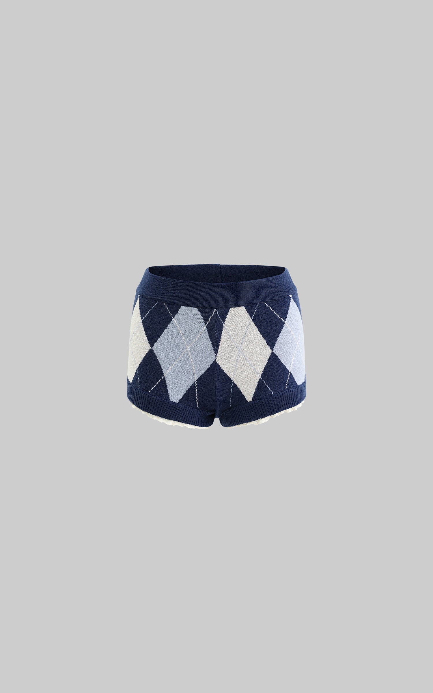 Rase le sol Retro Color-Block Argyle Knitted Shorts - PINKPARKS