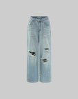 ROVENTE Distressed Wide-Leg Jeans - PINKPARKS