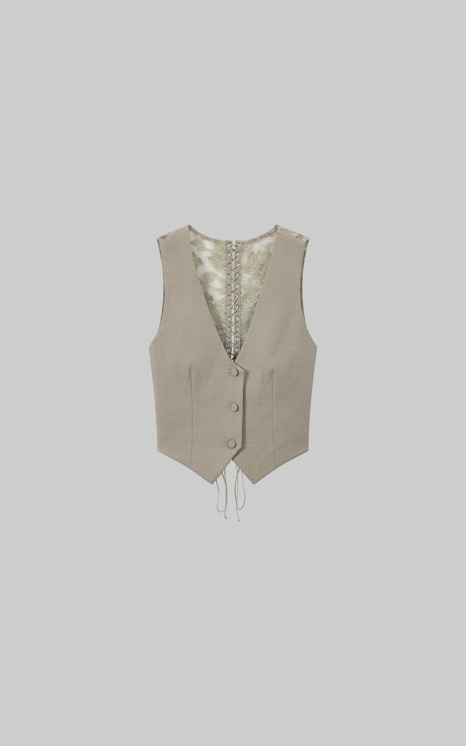 ROVENTE Tailored Vest with Lace Panel Back - PINKPARKS