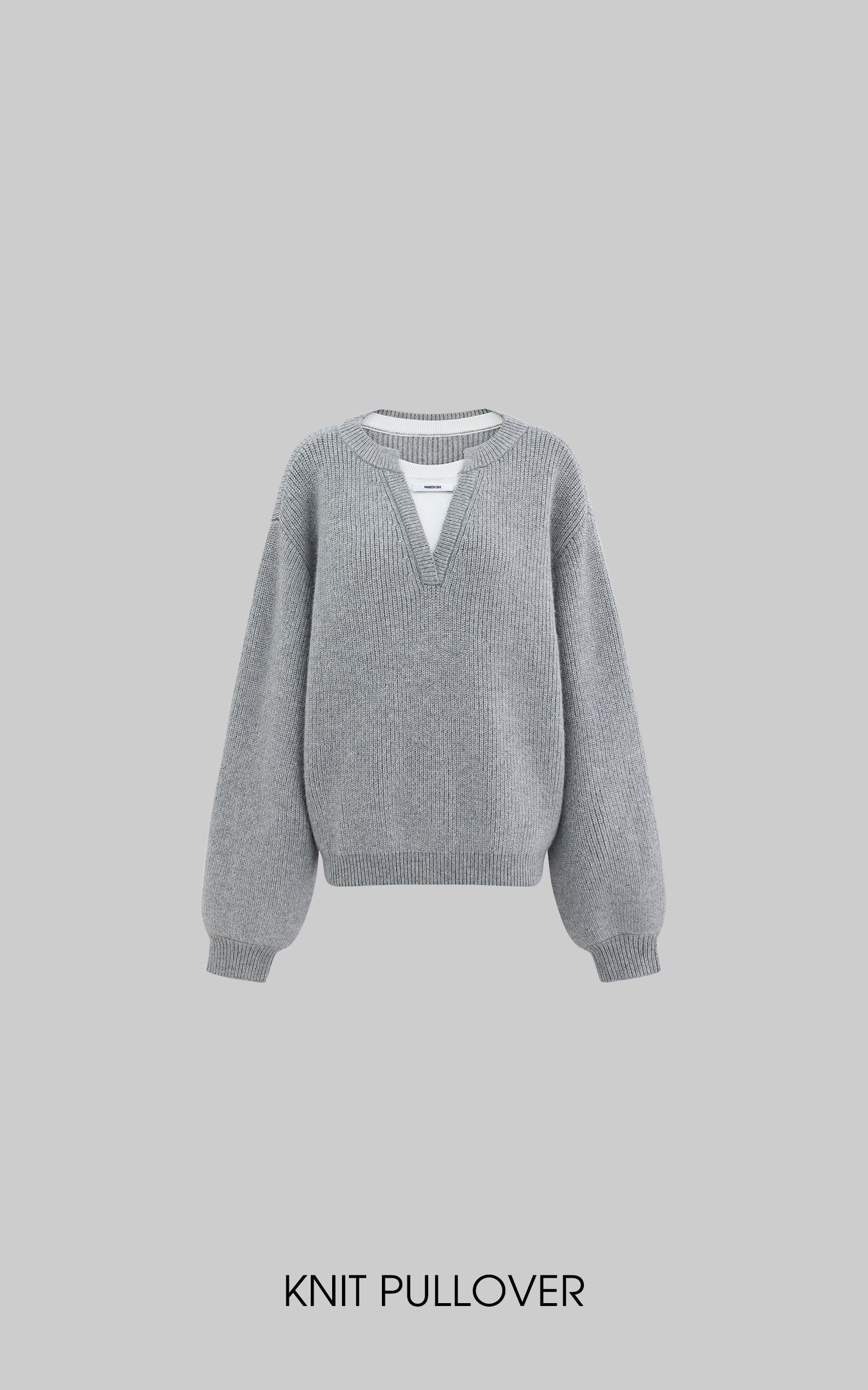 WARDEN EDGE Grey Knit Pullover & Asymmetrical Plaid Skirt Set - PINKPARKS