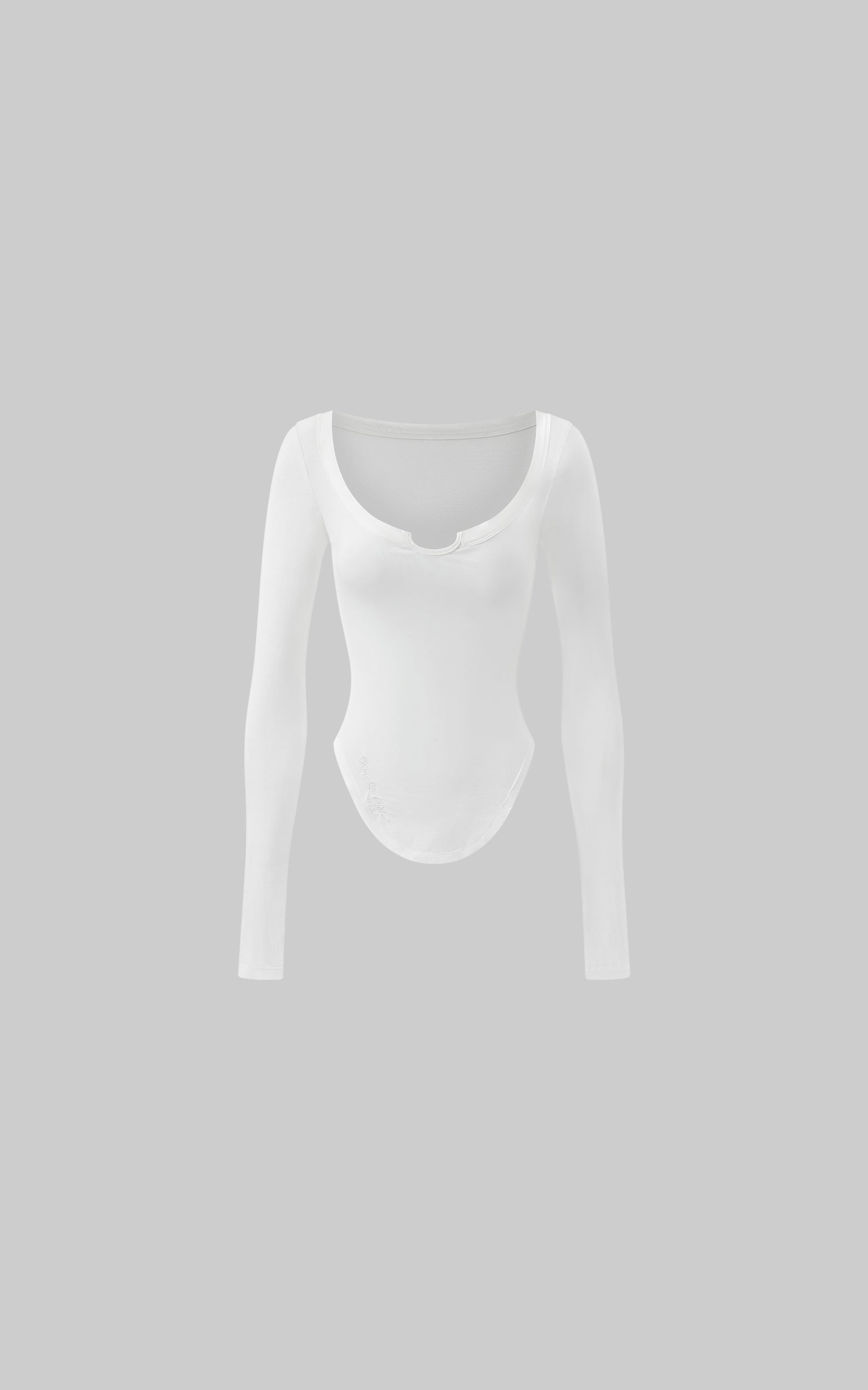 Rase le sol Cutout Neckline Curved Hem Long Sleeve Top - PINKPARKS