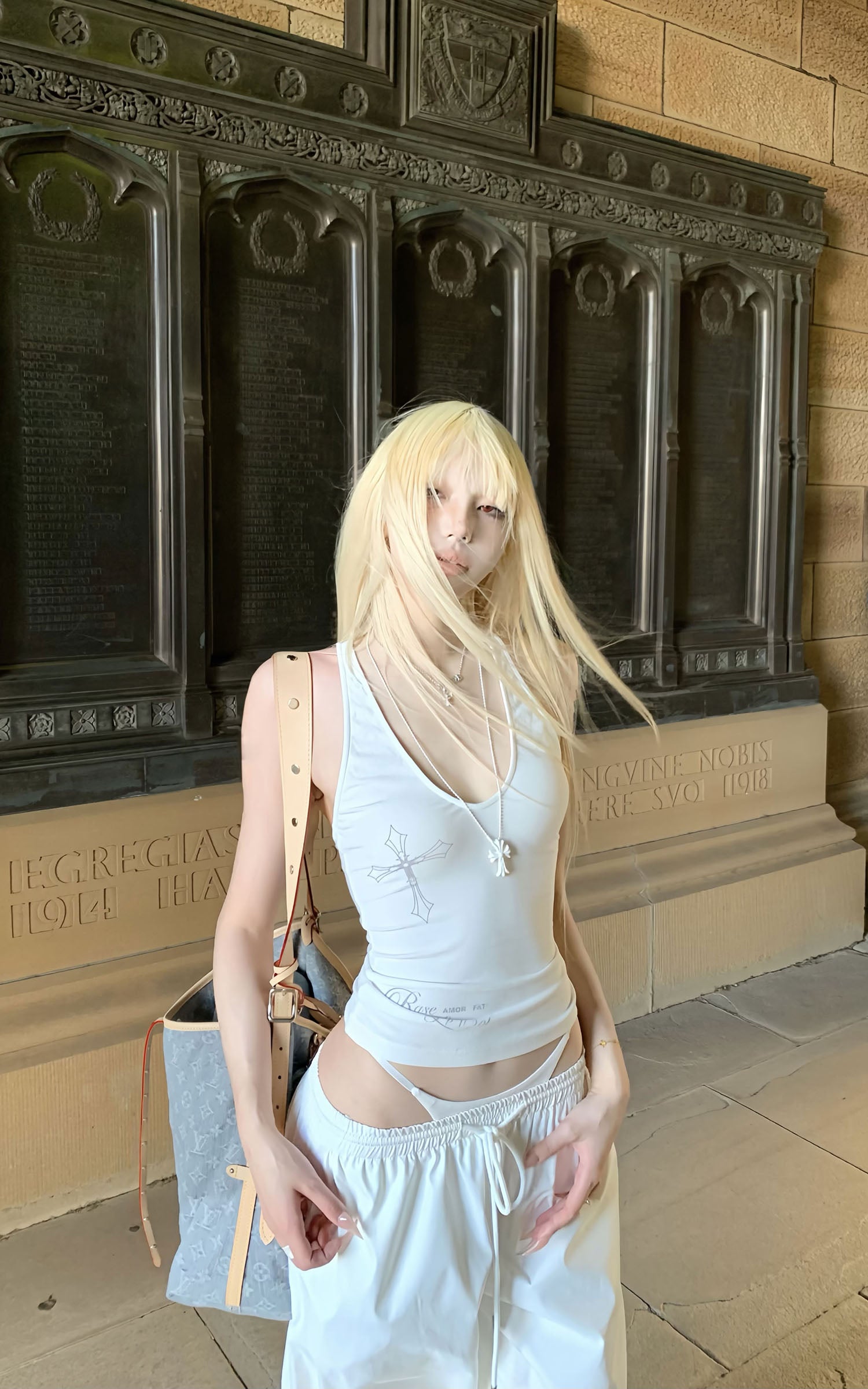 Rase le sol Cross-Print Twisted Back Tank Top - PINKPARKS