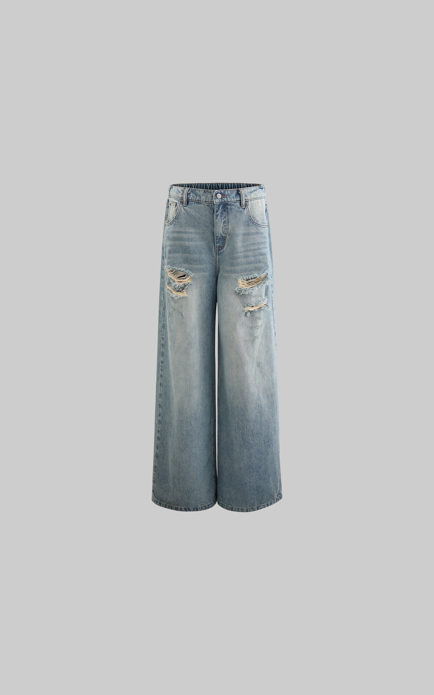 Rase le sol Distressed Wide-Leg Jeans - PINKPARKS
