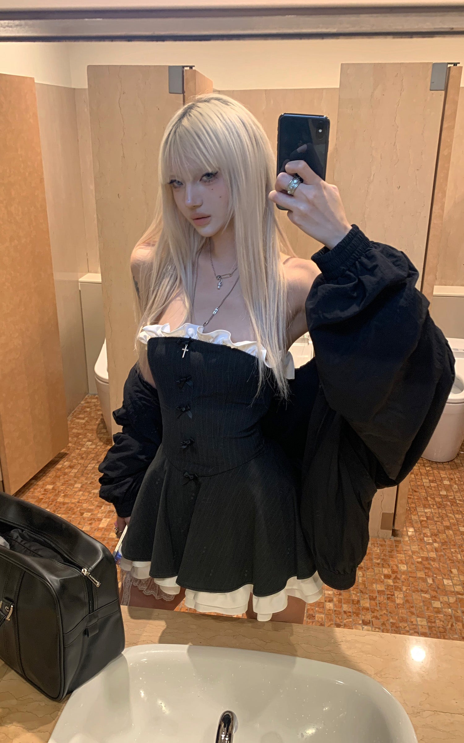 Rase le sol Strapless Flared Dress - PINKPARKS