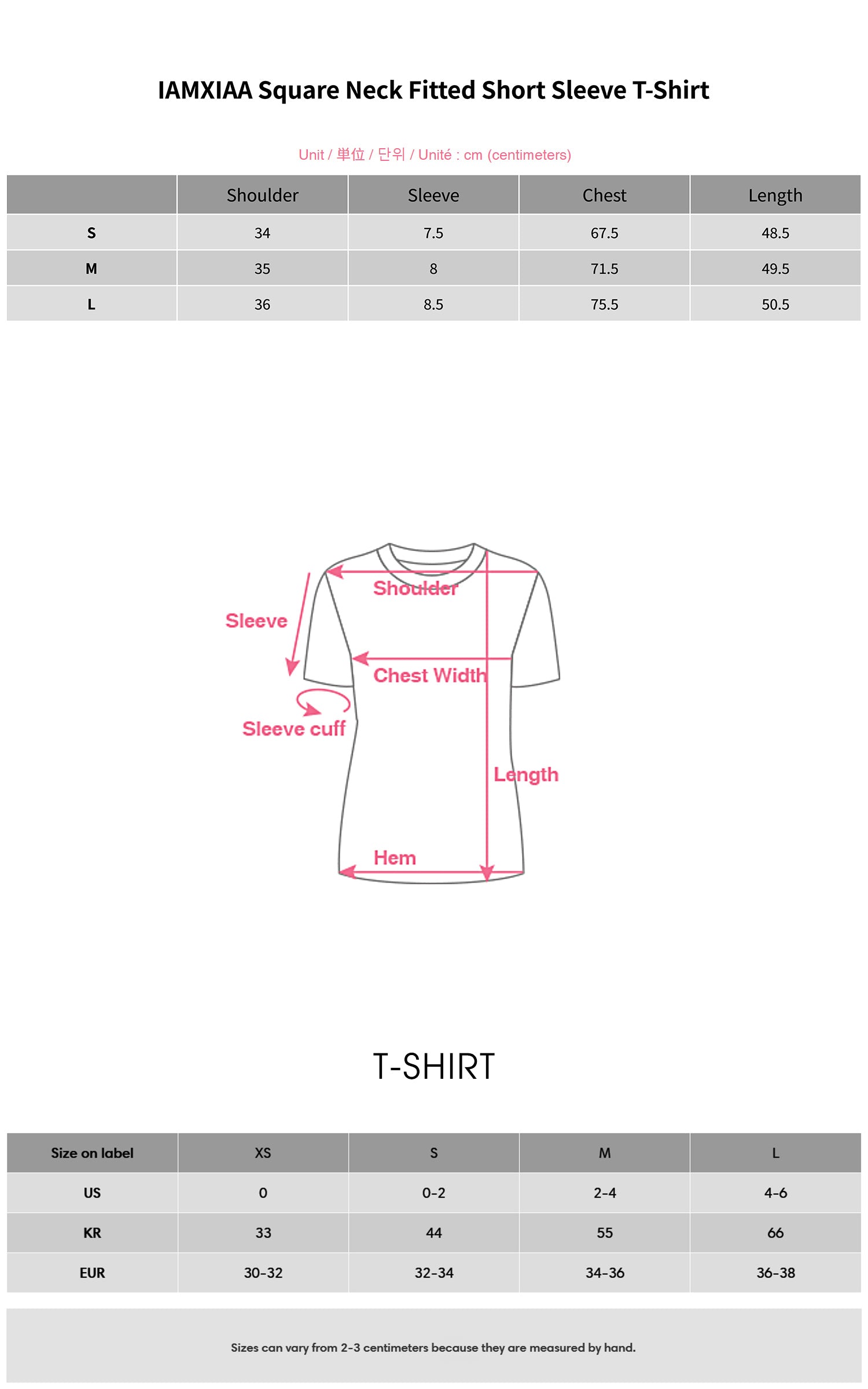 IAMXIAA スクエアネックフィットショートスリーブTシャツ