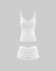 WARDEN EDGE レーストリムキャミトップとレイヤードラッフルミニスカートセット