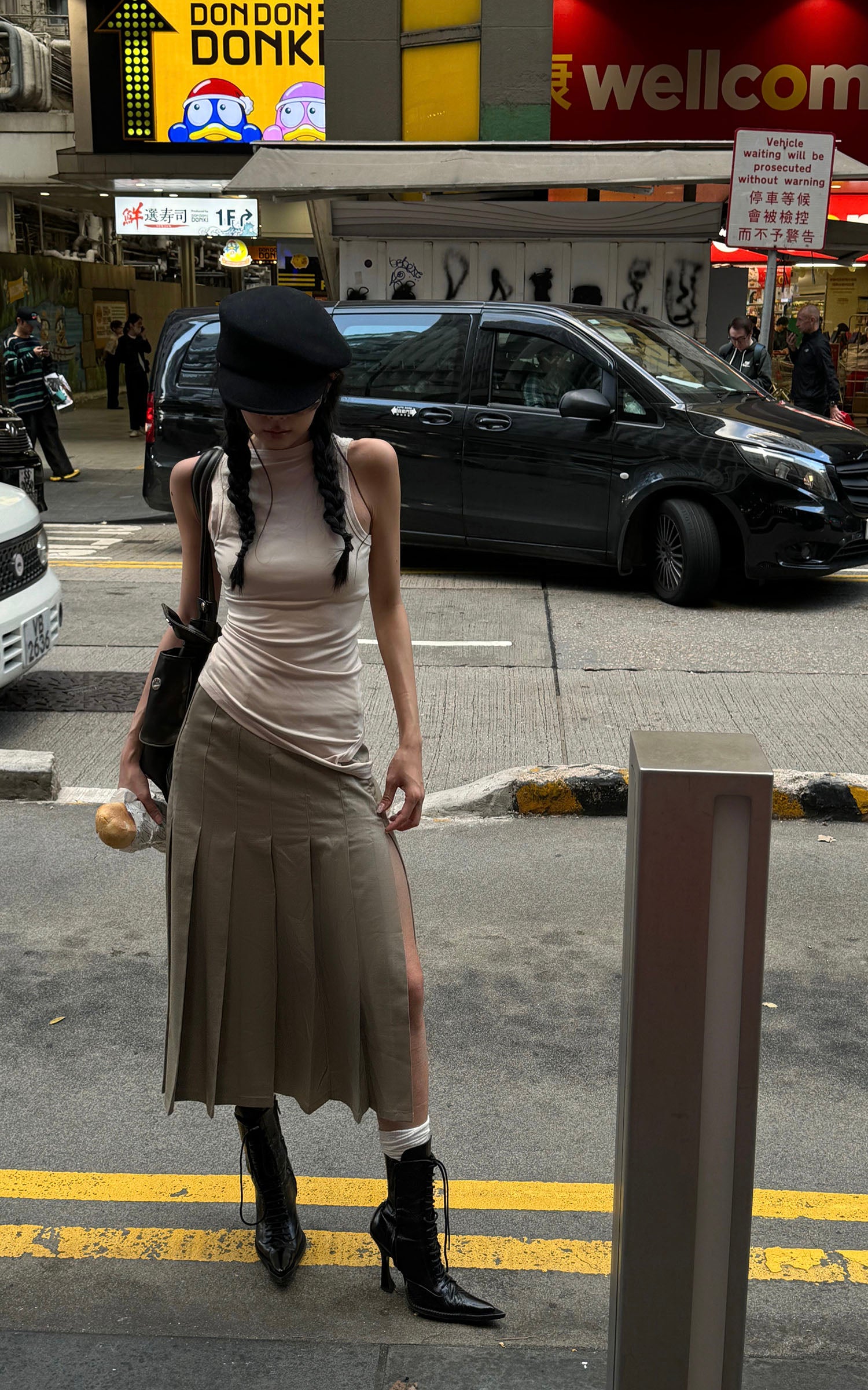 WARDEN EDGE Asymmetrical vest with skirt &amp; pleated skirt set - PINKPARKS