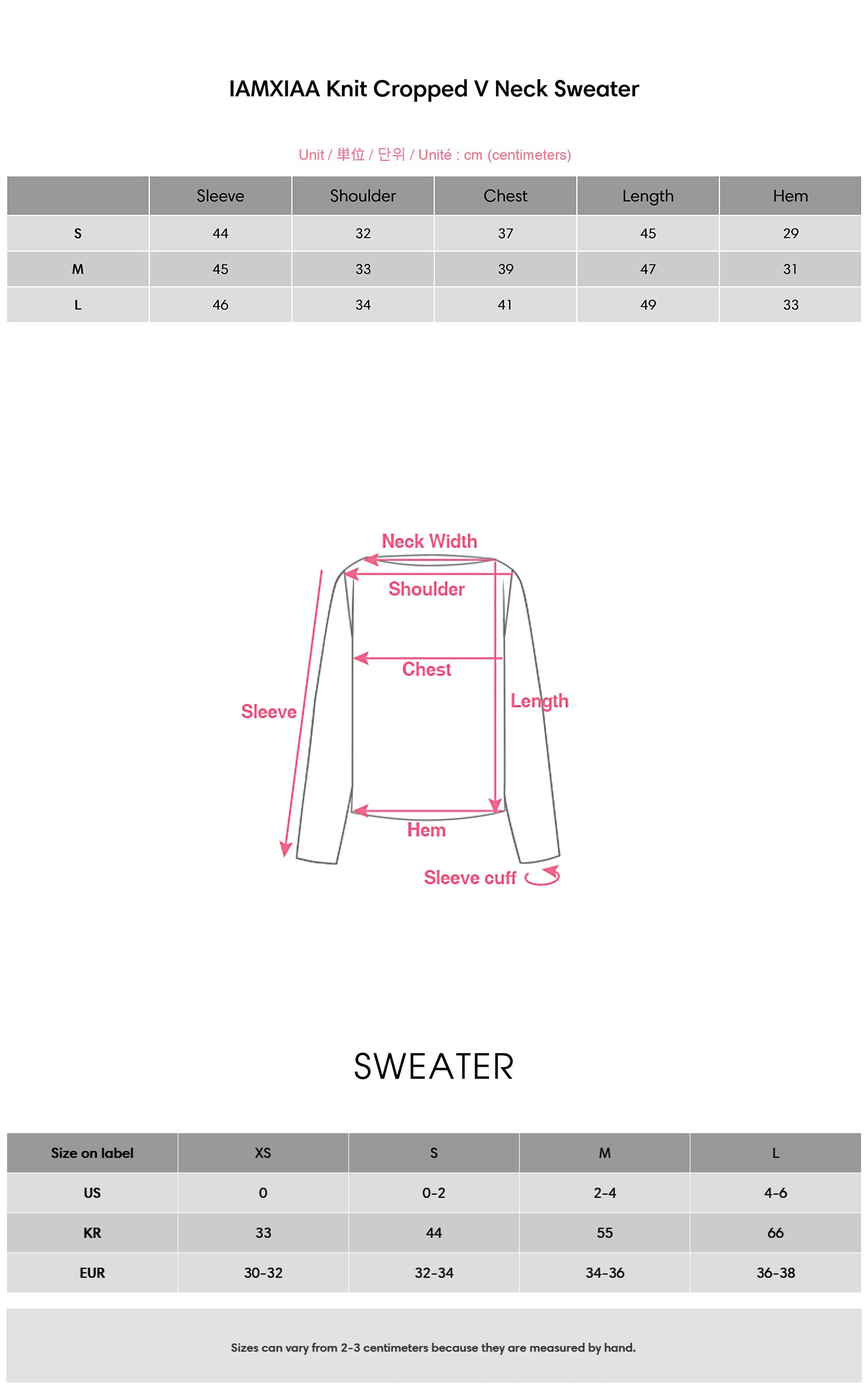 IAMXIAA Knit Cropped V Neck Sweater
