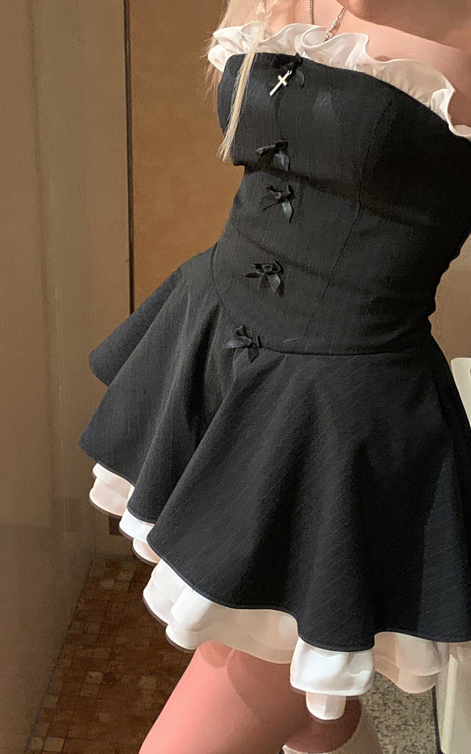 Rase le sol Strapless Flared Dress - PINKPARKS