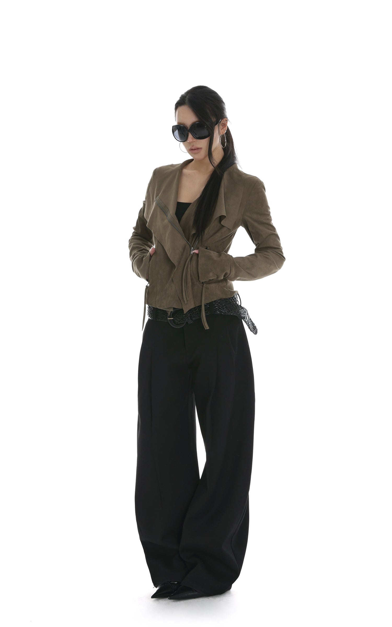 IAMXIAA Cropped Moto Jacket with Asymmetric Zip