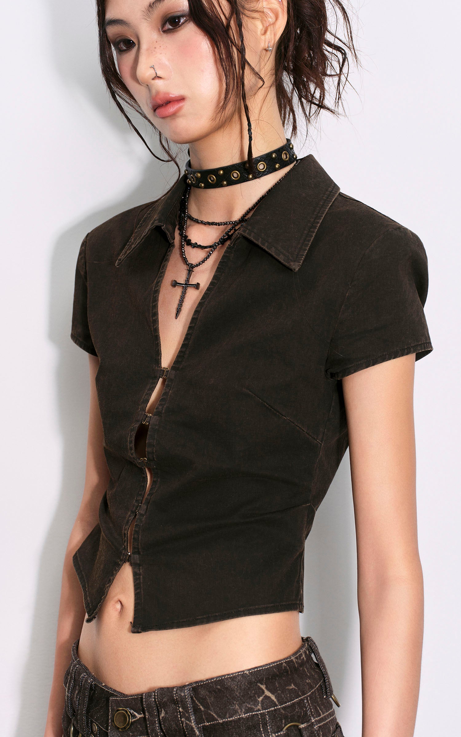 Low pixel ダメージ加工ユーティリティショーツ＆レッグウォーマーセット