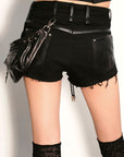 Low pixel レースアップディストレストショーツ（取り外し可能なユーティリティポケット付き）