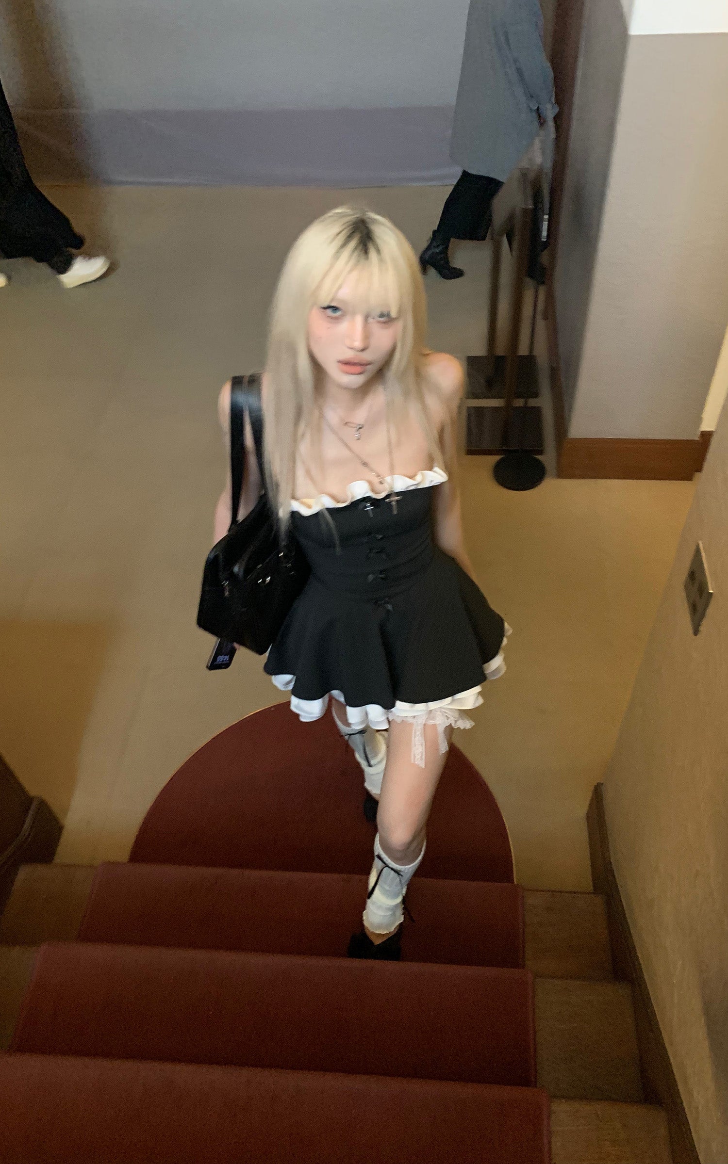 Rase le sol Strapless Flared Dress - PINKPARKS