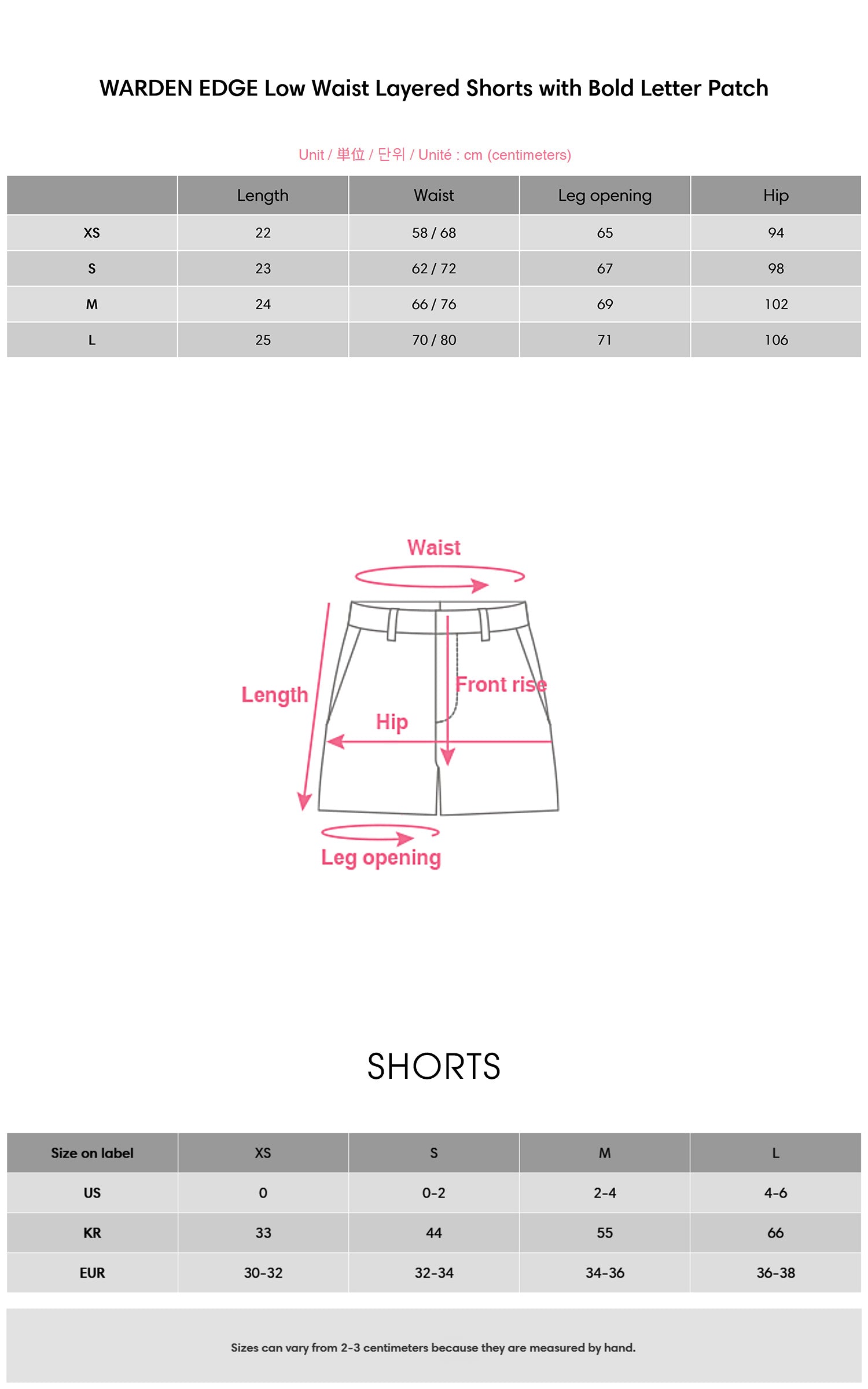 WARDEN EDGE Low Waist Layered Shorts with Bold Letter Patch - PINKPARKS