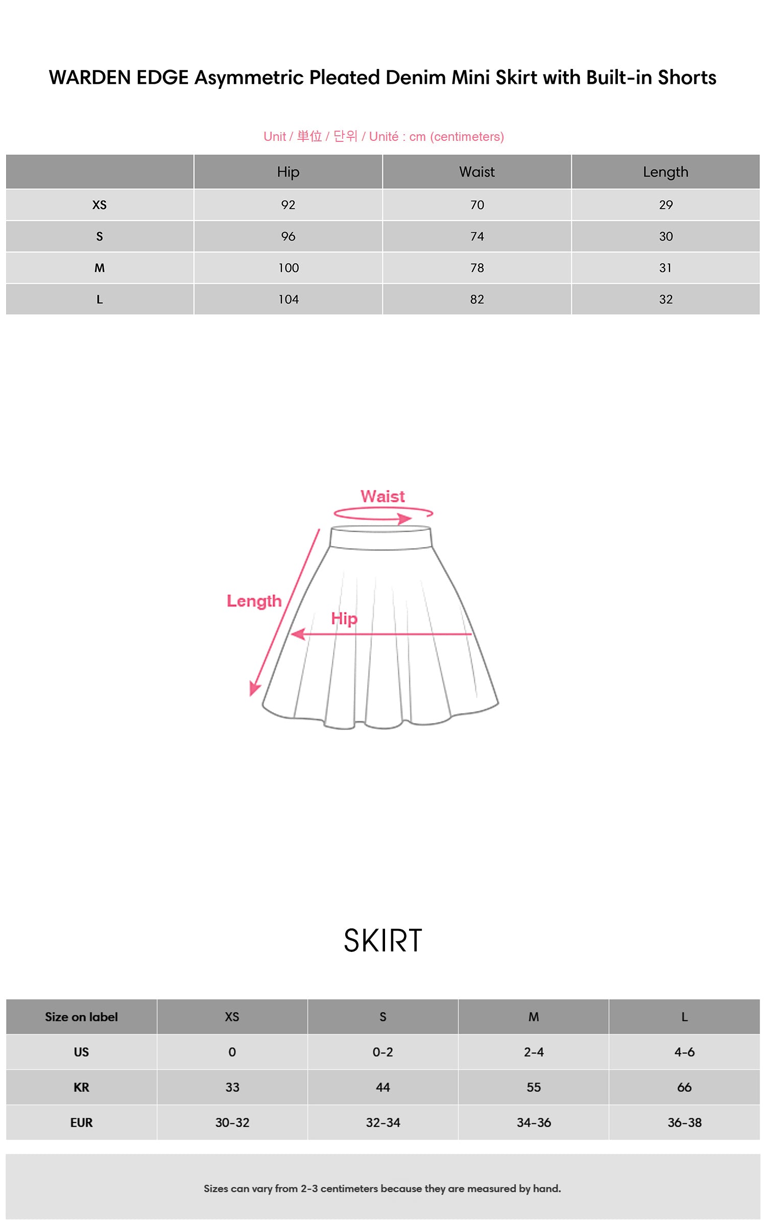 WARDEN EDGE アシンメトリープリーツデニムミニスカート（インナーパンツ付き）