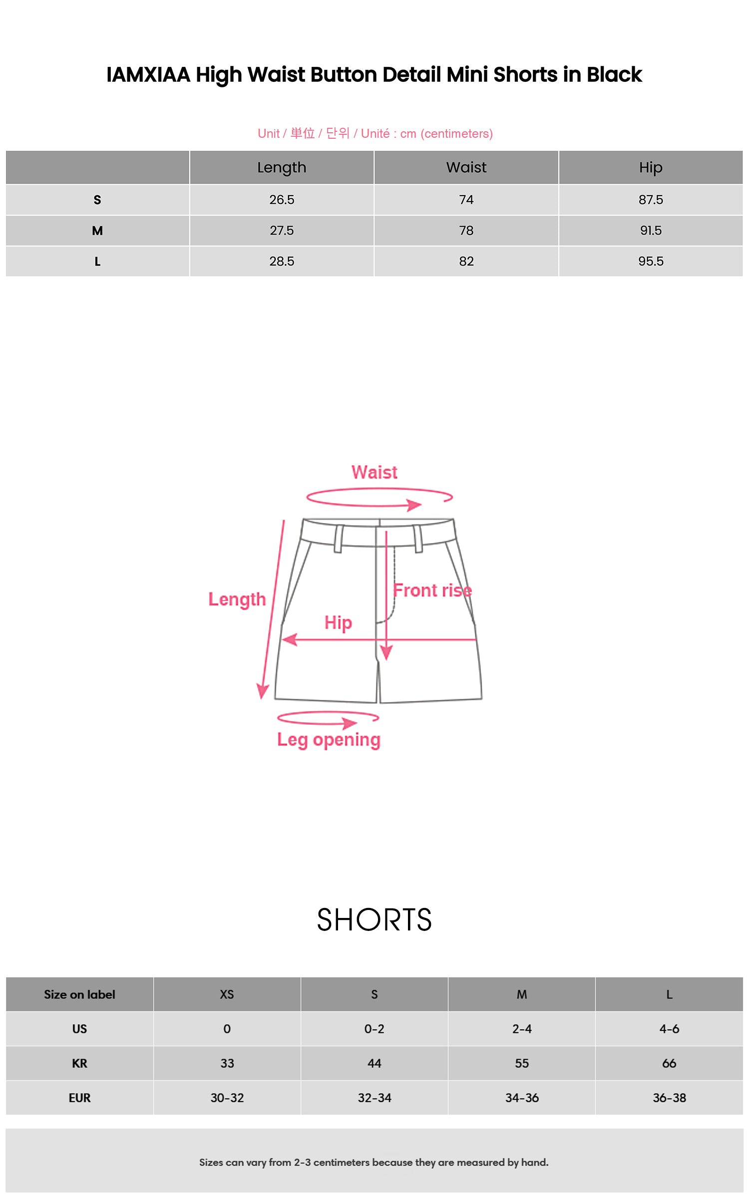 IAMXIAA ブラックのハイウエストボタンディテールミニショーツ