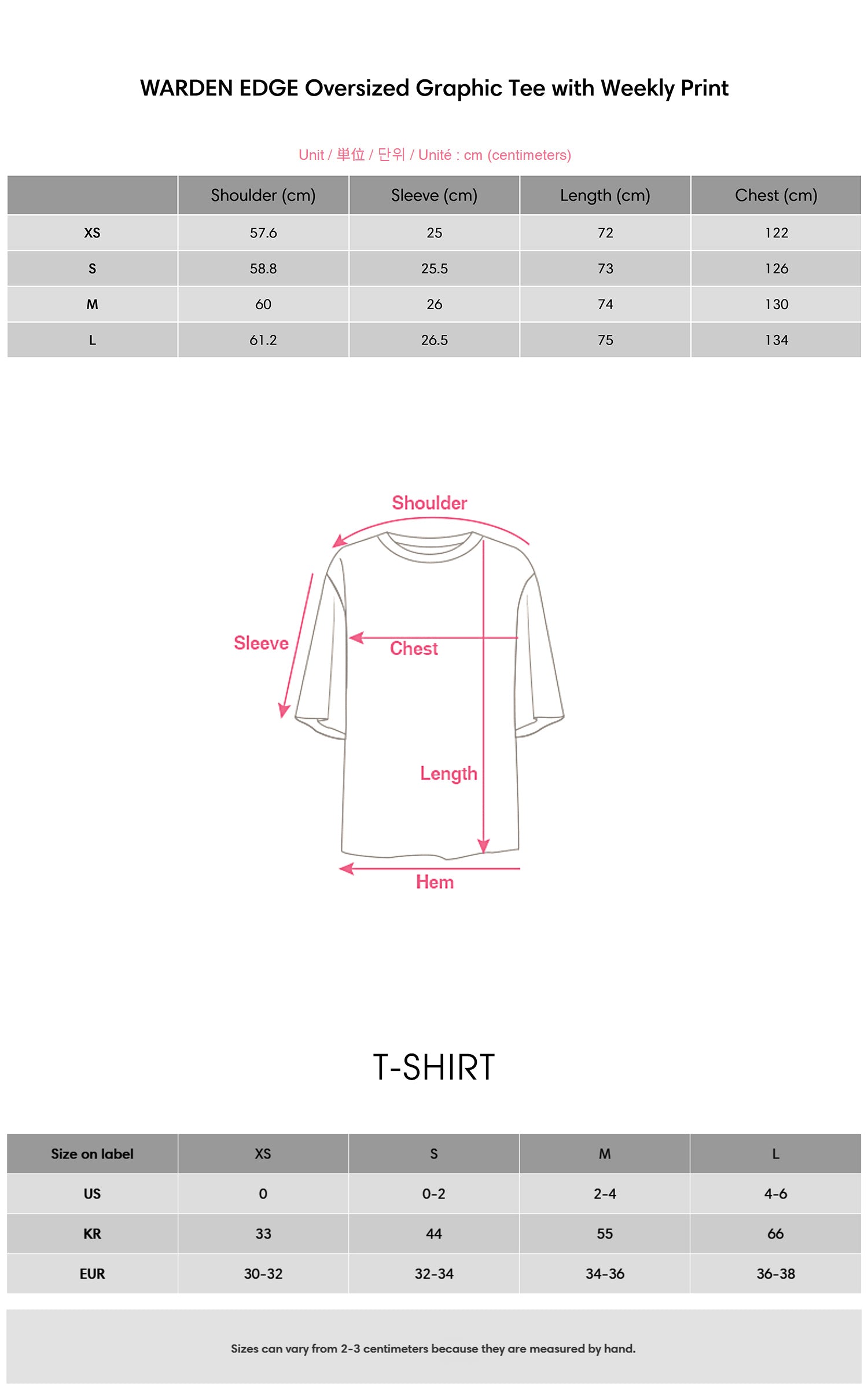 WARDEN EDGE Oversized Graphic Tee with Weekly Print - PINKPARKS