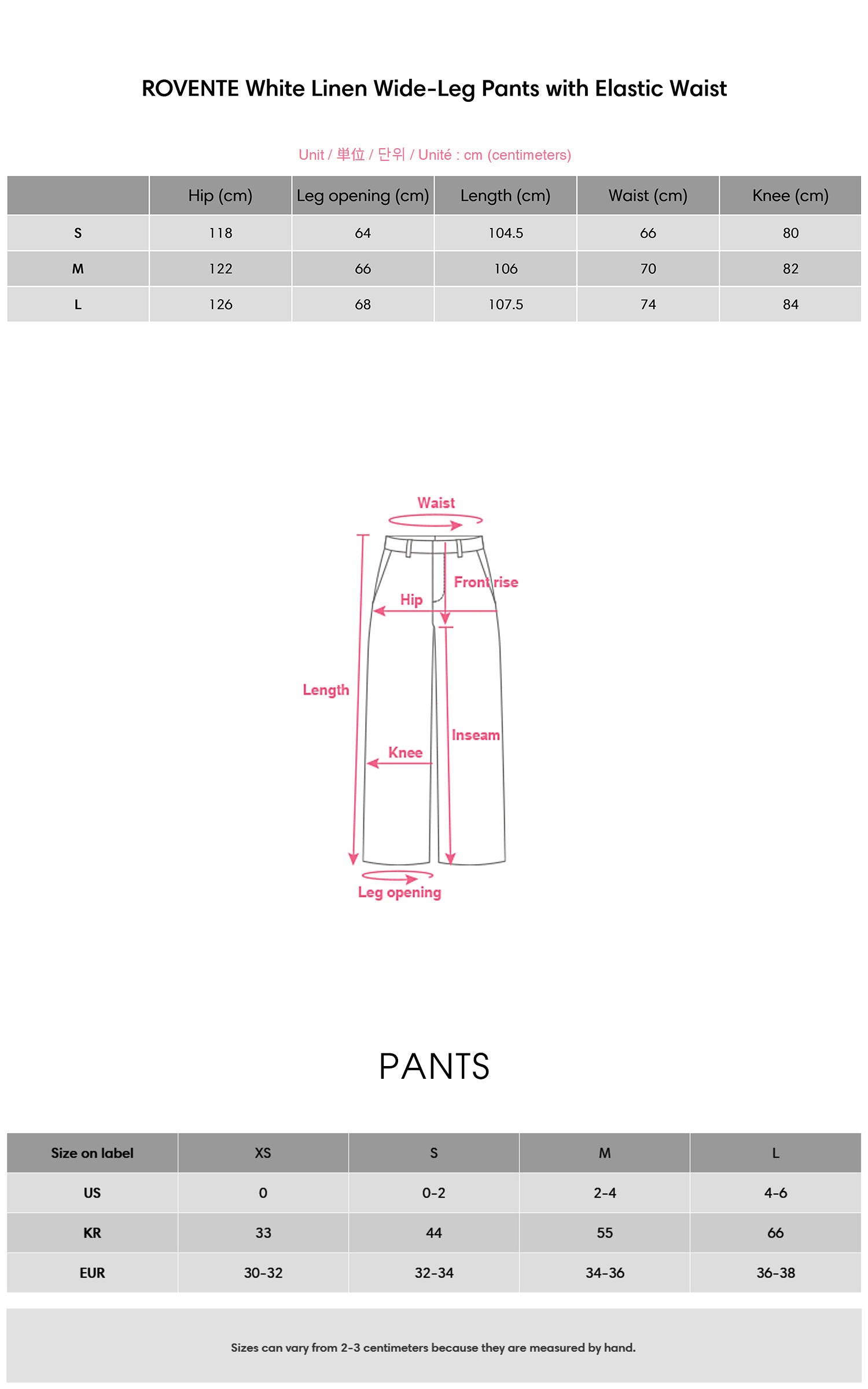ROVENTE White Linen Wide-Leg Pants with Elastic Waist - PINKPARKS