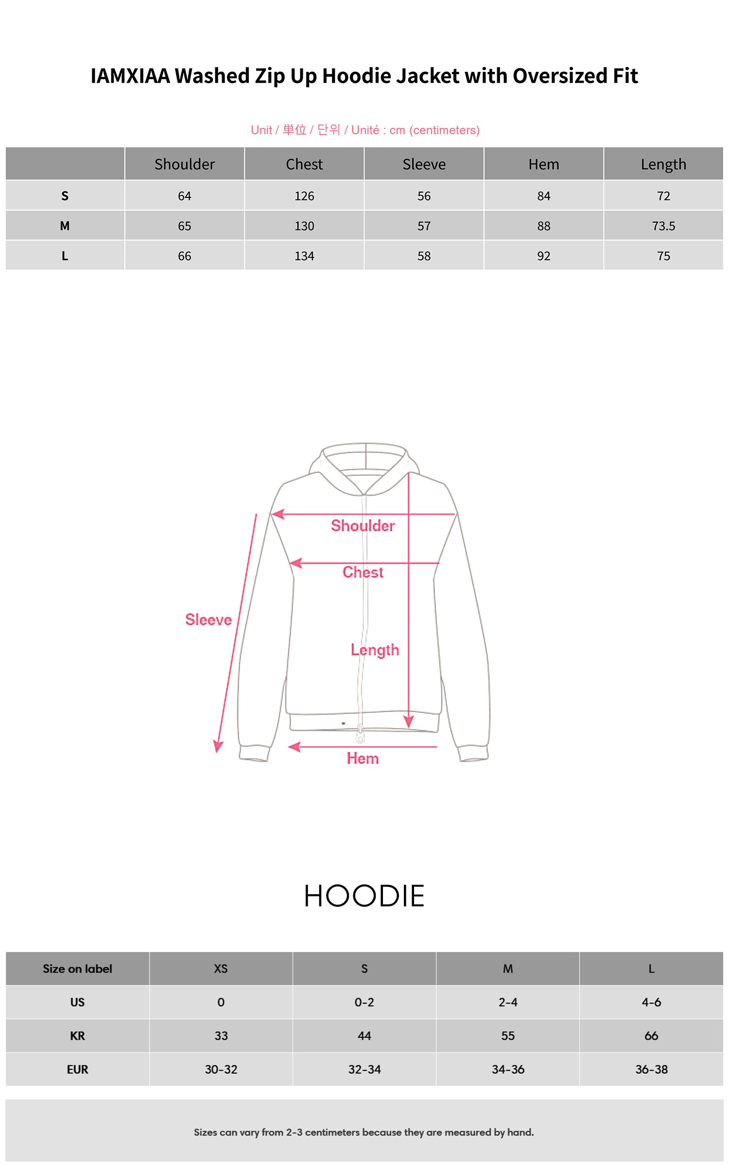 IAMXIAA オーバーサイズフィットのウォッシュドジップアップフーディジャケット
