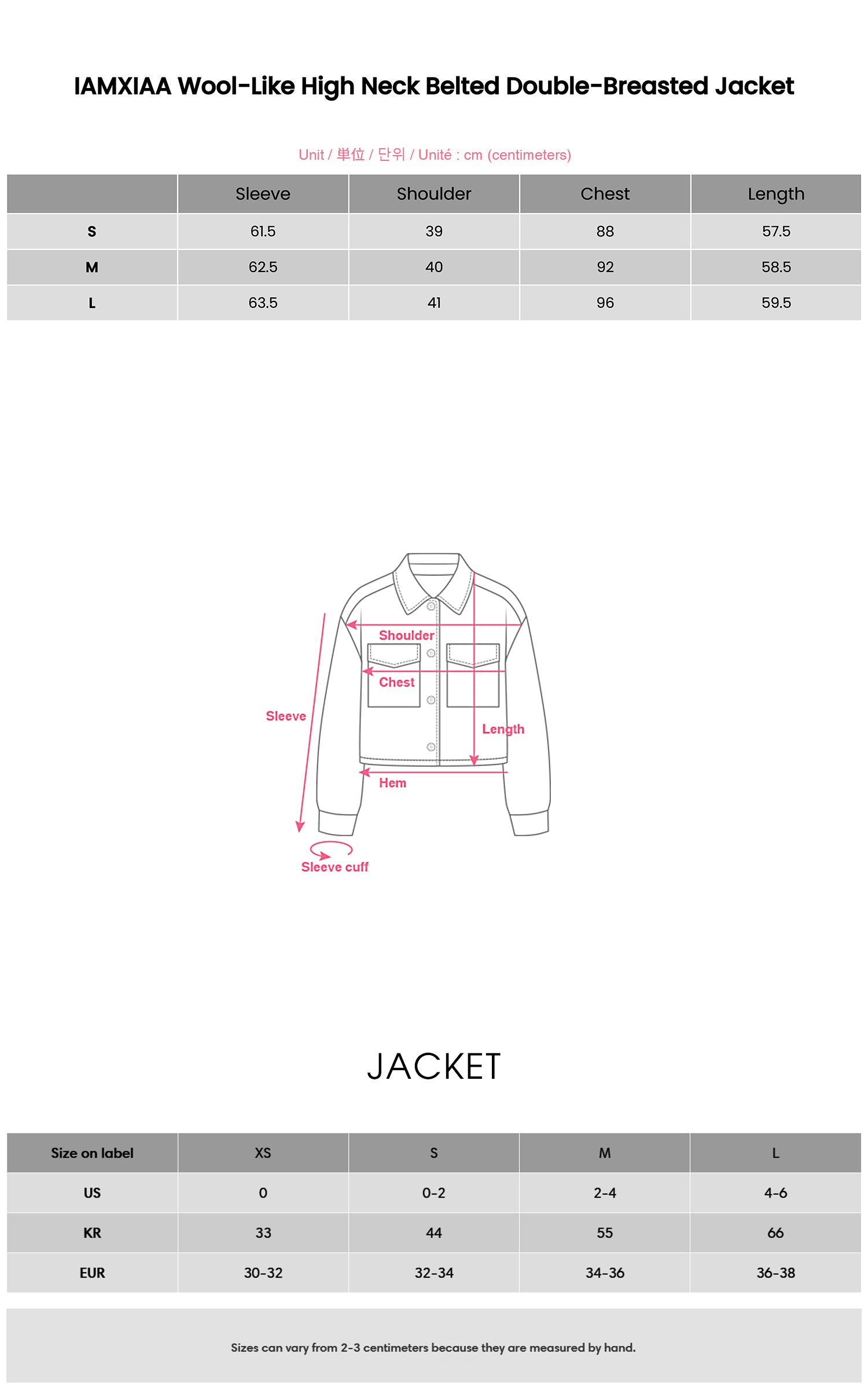 IAMXIAA Wool-Like High Neck Belted Double-Breasted Jacket