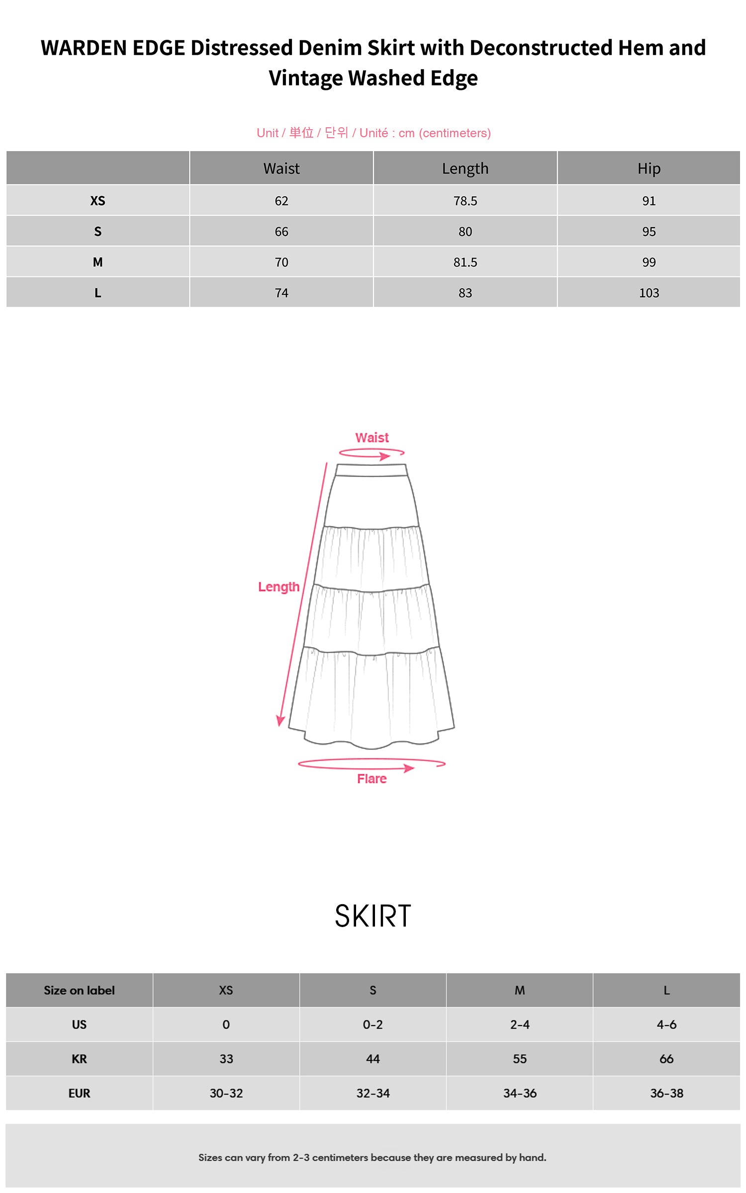 WARDEN EDGE ヴィンテージウォッシュ加工＆ダメージ裾のデニムスカート