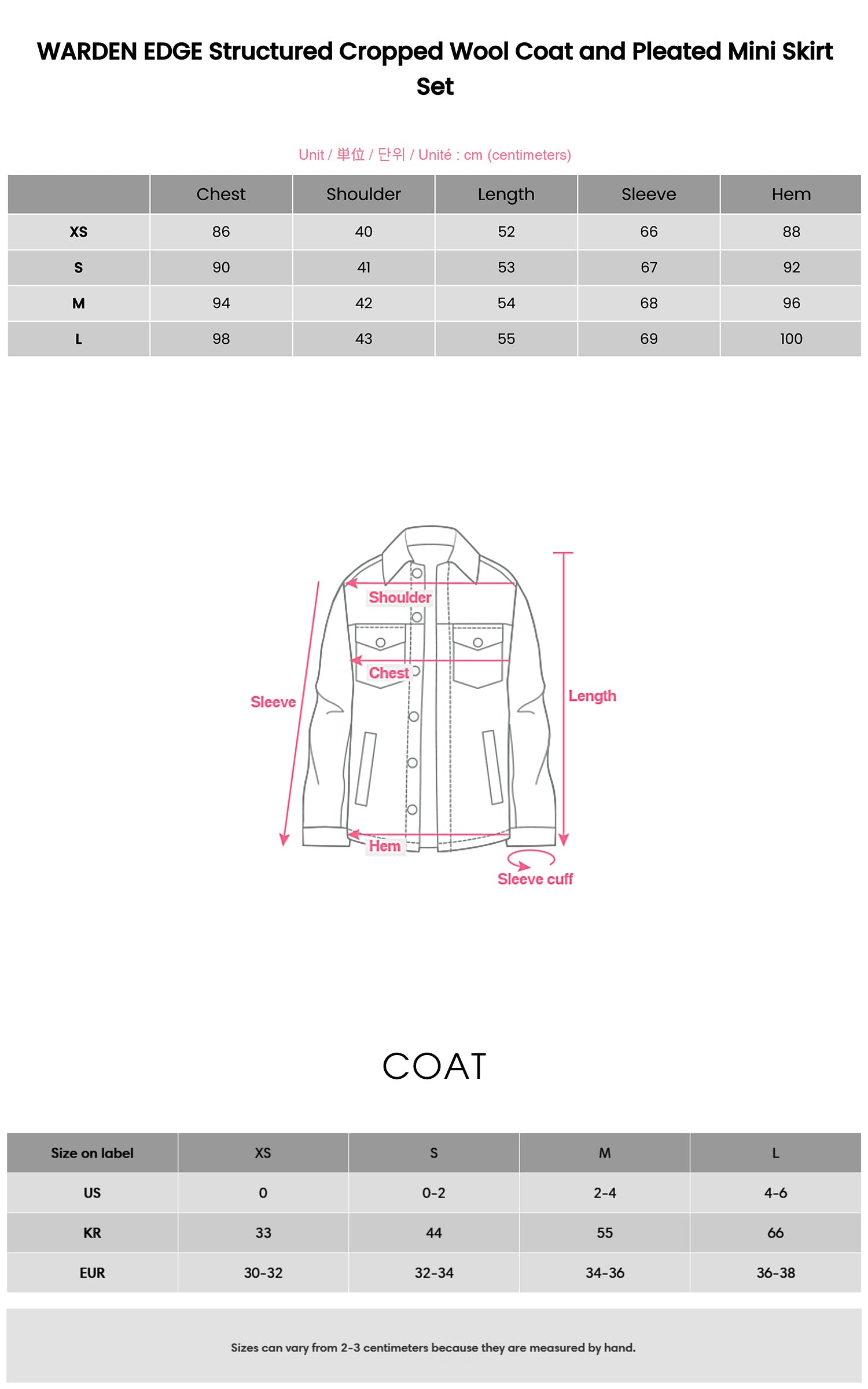 WARDEN EDGE ストラクチャードクロップドウールコートとプリーツミニスカートセット