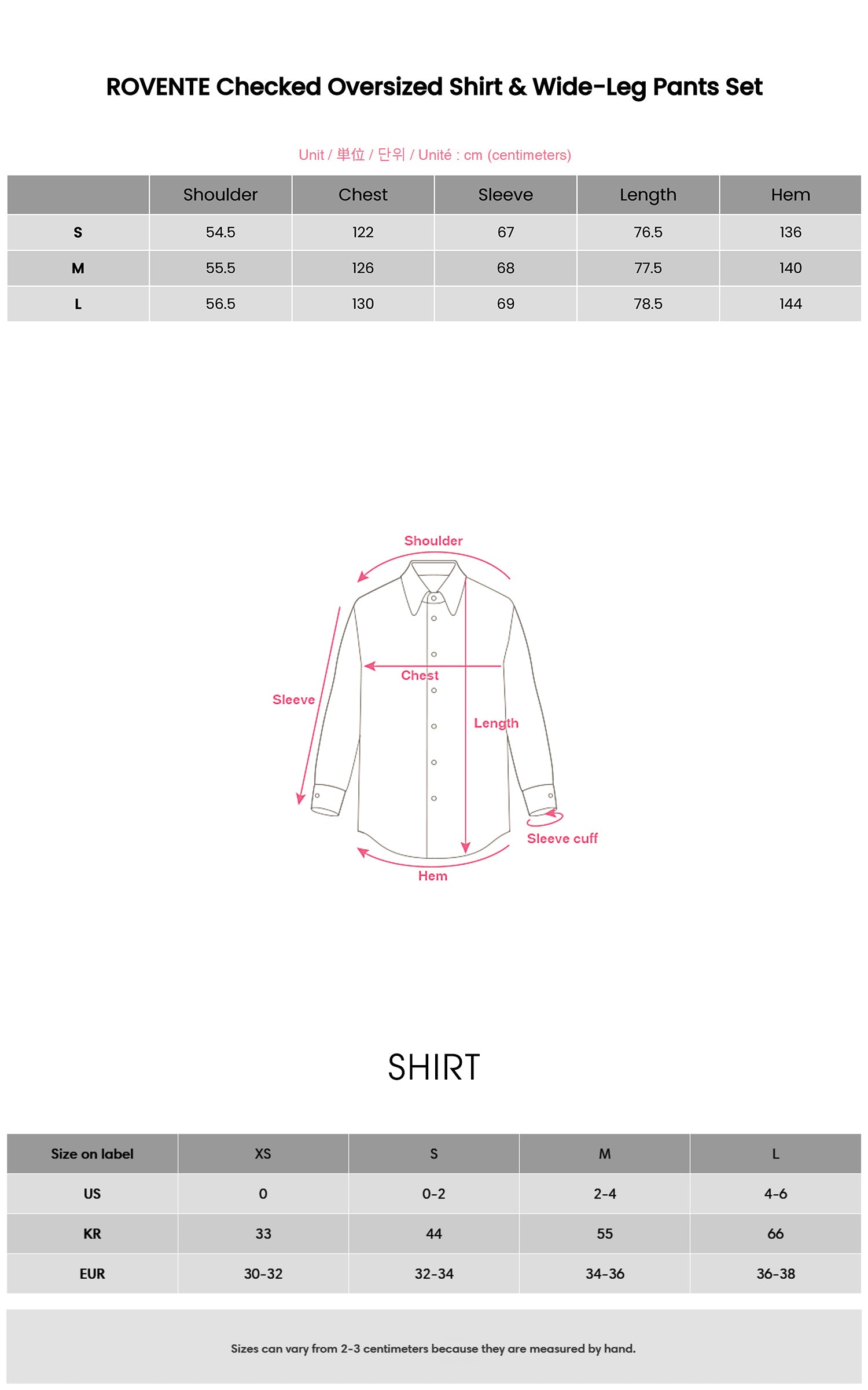 ROVENTE チェックオーバーサイズシャツ &amp; ワイドレッグパンツセット