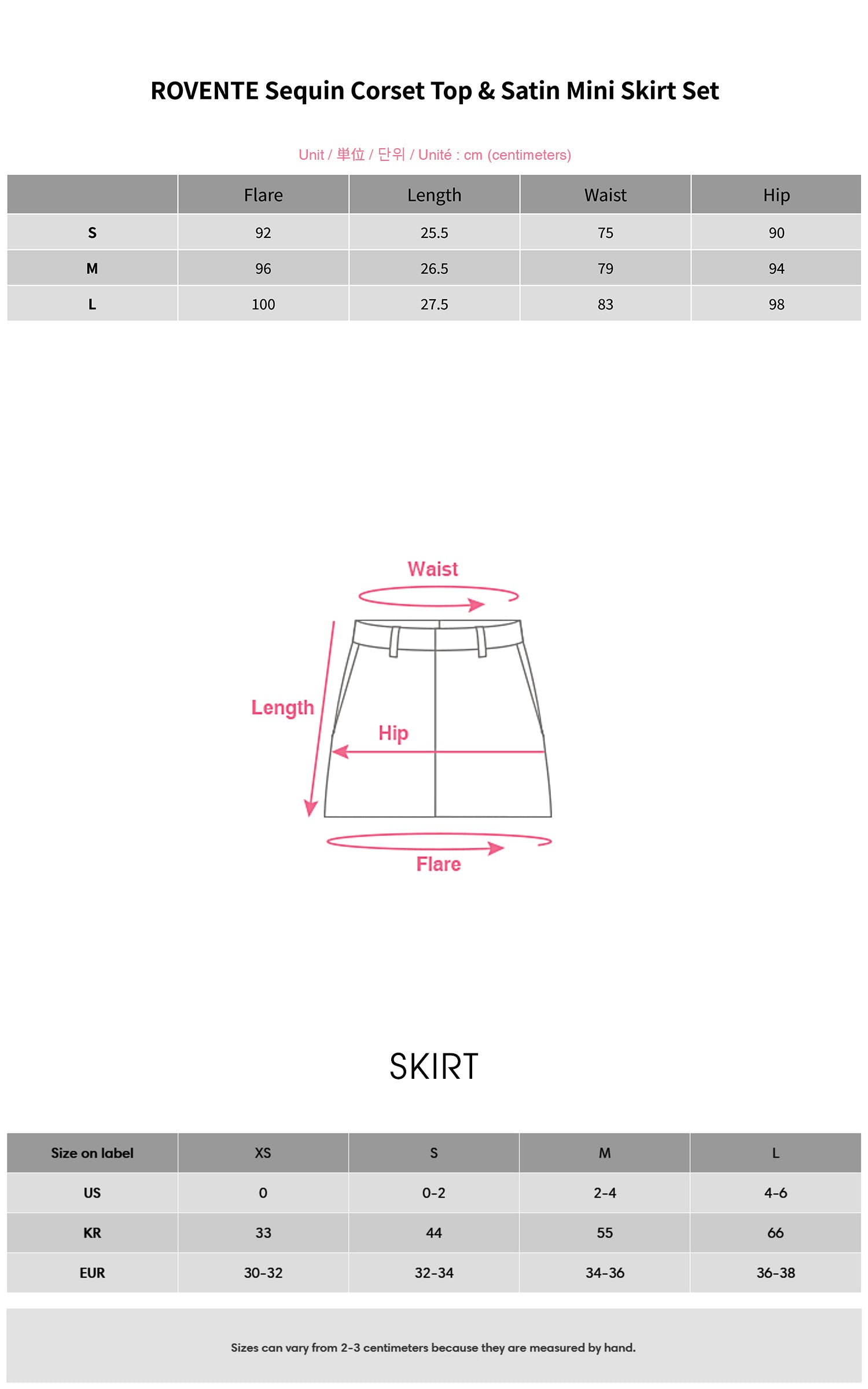 ROVENTE スパンコールコルセットトップ &amp; サテンミニスカートセット