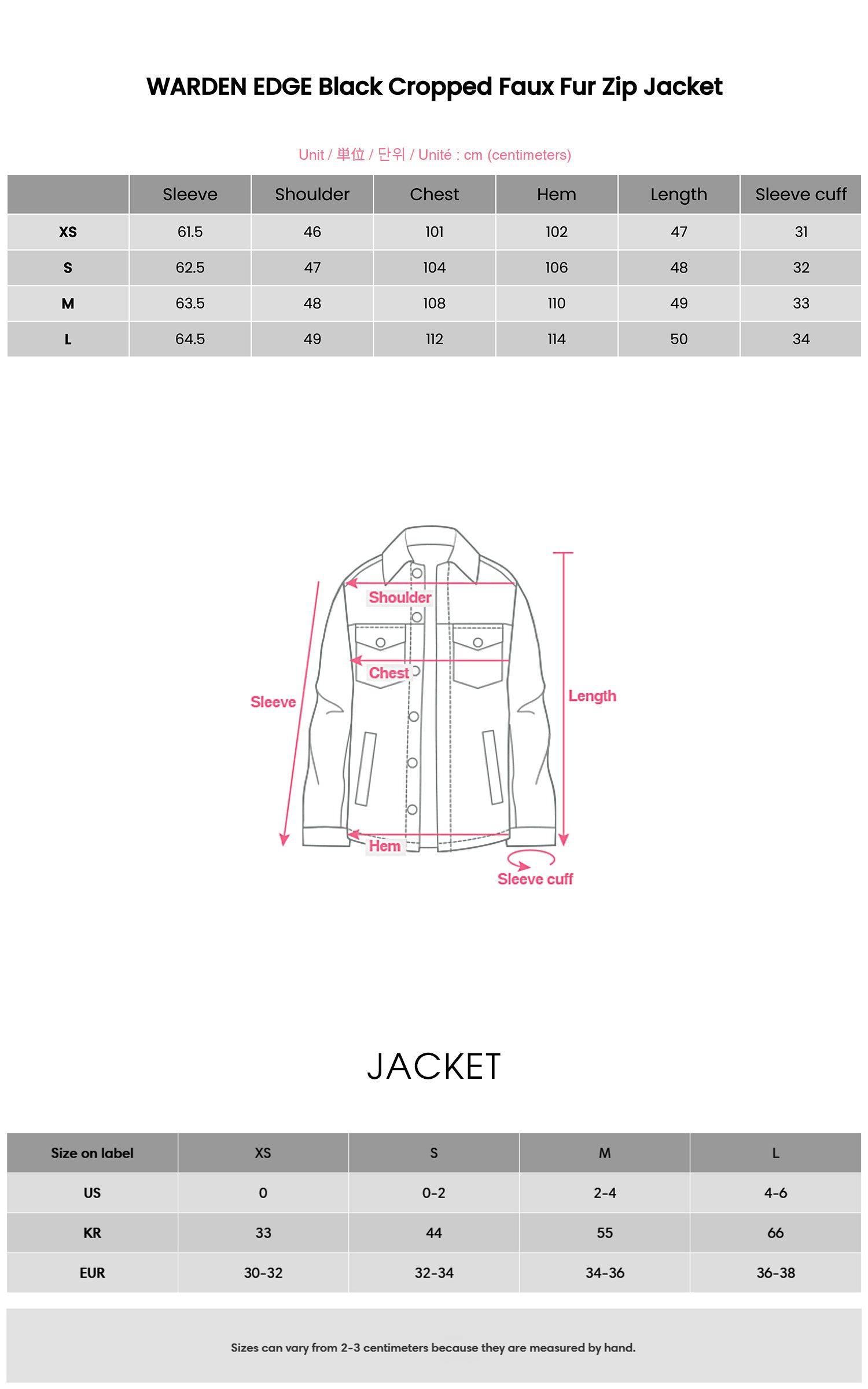 WARDEN EDGE ブラック クロップド フェイクファー ジップジャケット