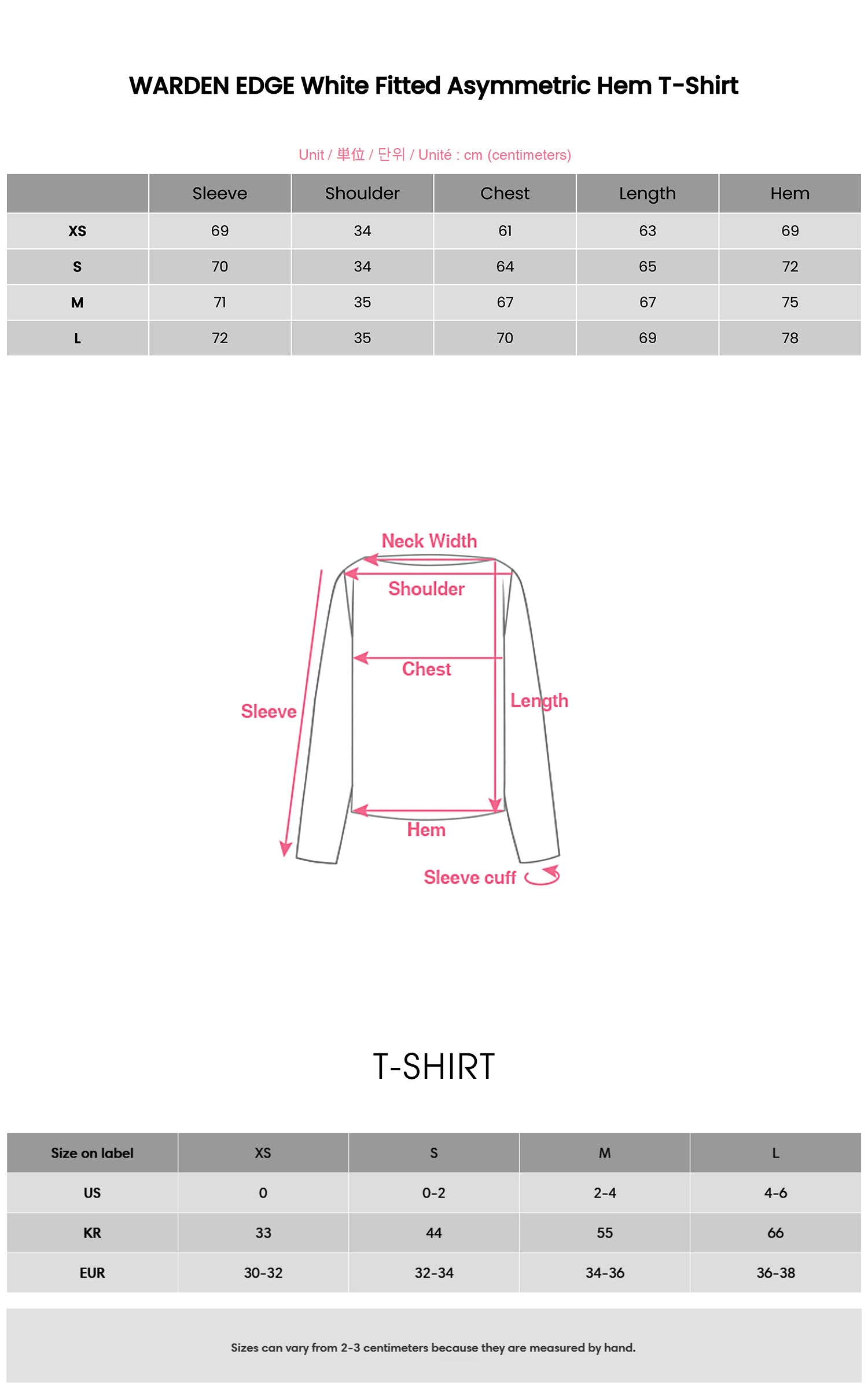 WARDEN EDGE ホワイトフィットアシンメトリックヘムTシャツ