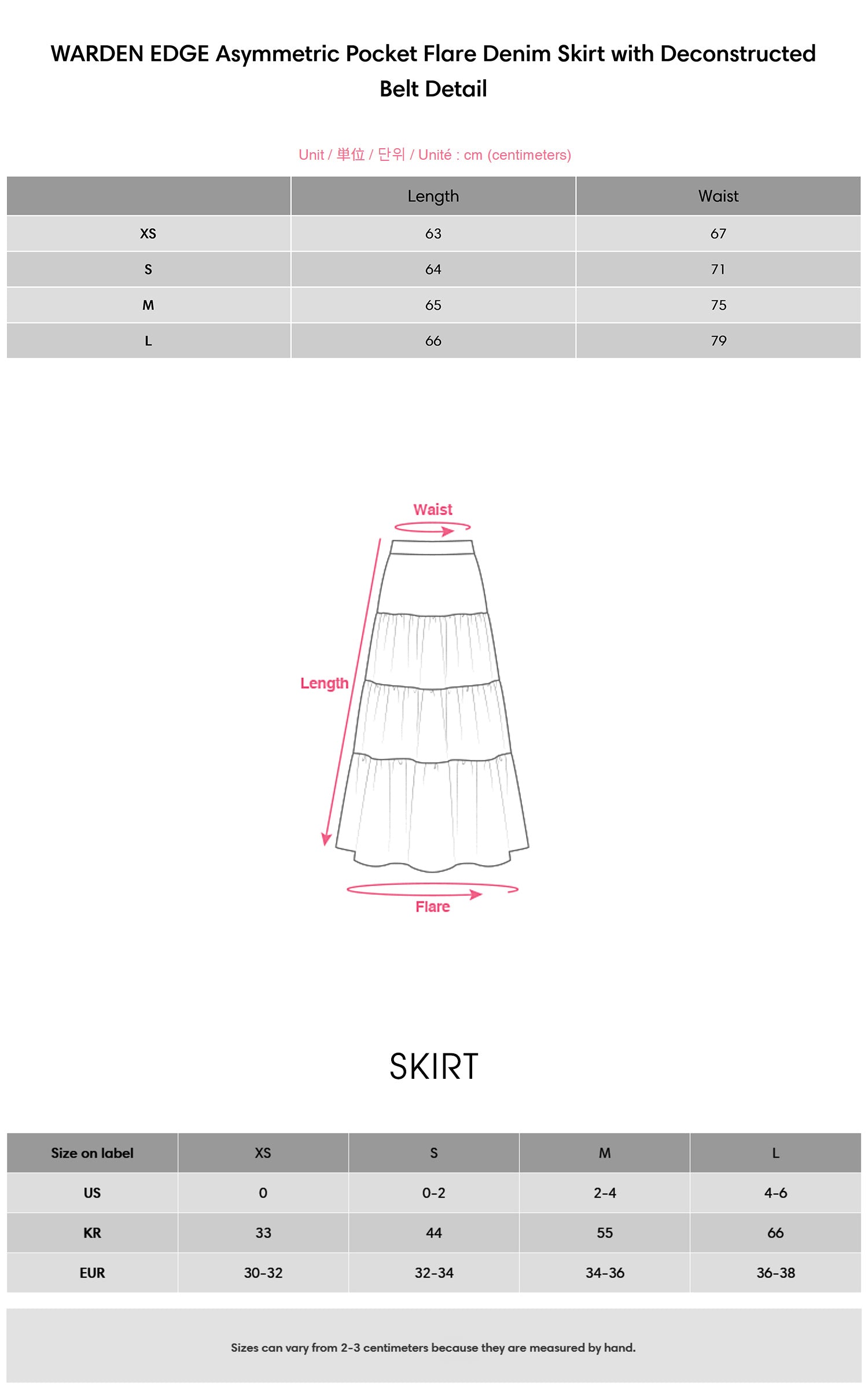 WARDEN EDGE Asymmetric Pocket Flare Denim Skirt with Deconstructed Belt Detail - PINKPARKS