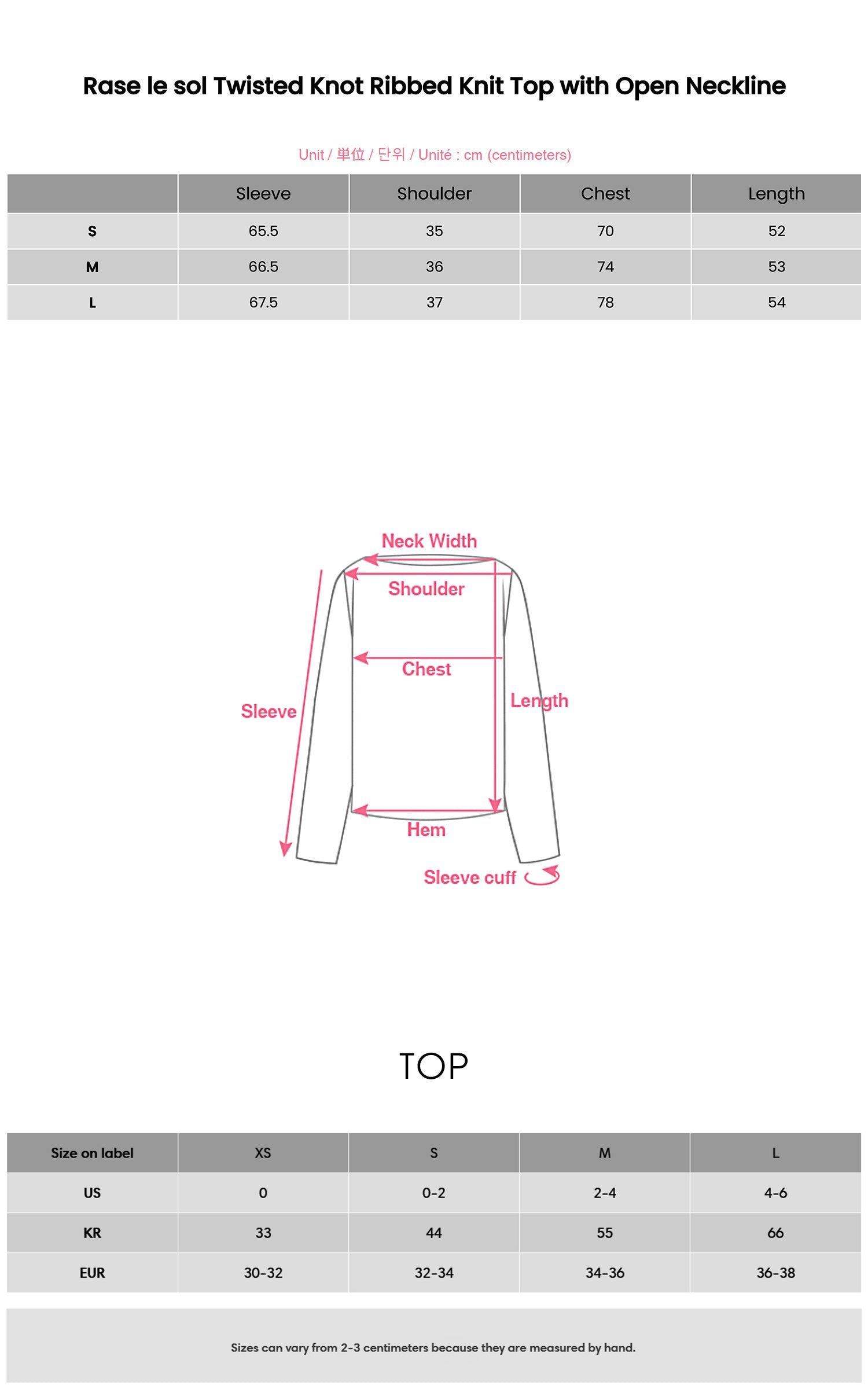 Rase le sol ツイストノットリブ編みオープンネックトップ