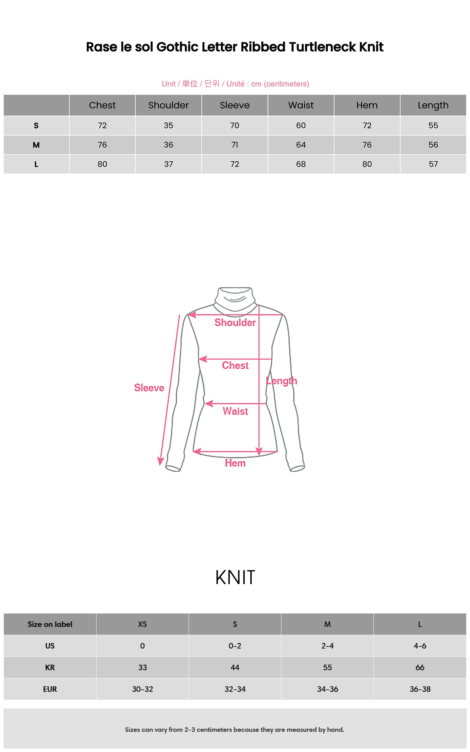 Rase le sol ゴシックレターリブタートルネックニット